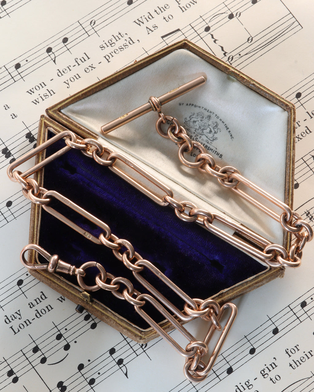 Antique 9ct Rose Gold Trombone Link Chain