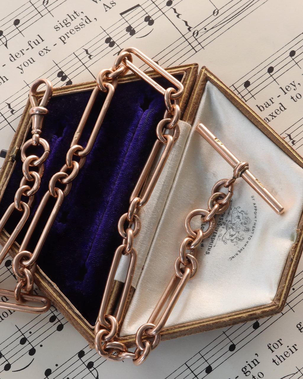Antique 9ct Rose Gold Trombone Link Chain