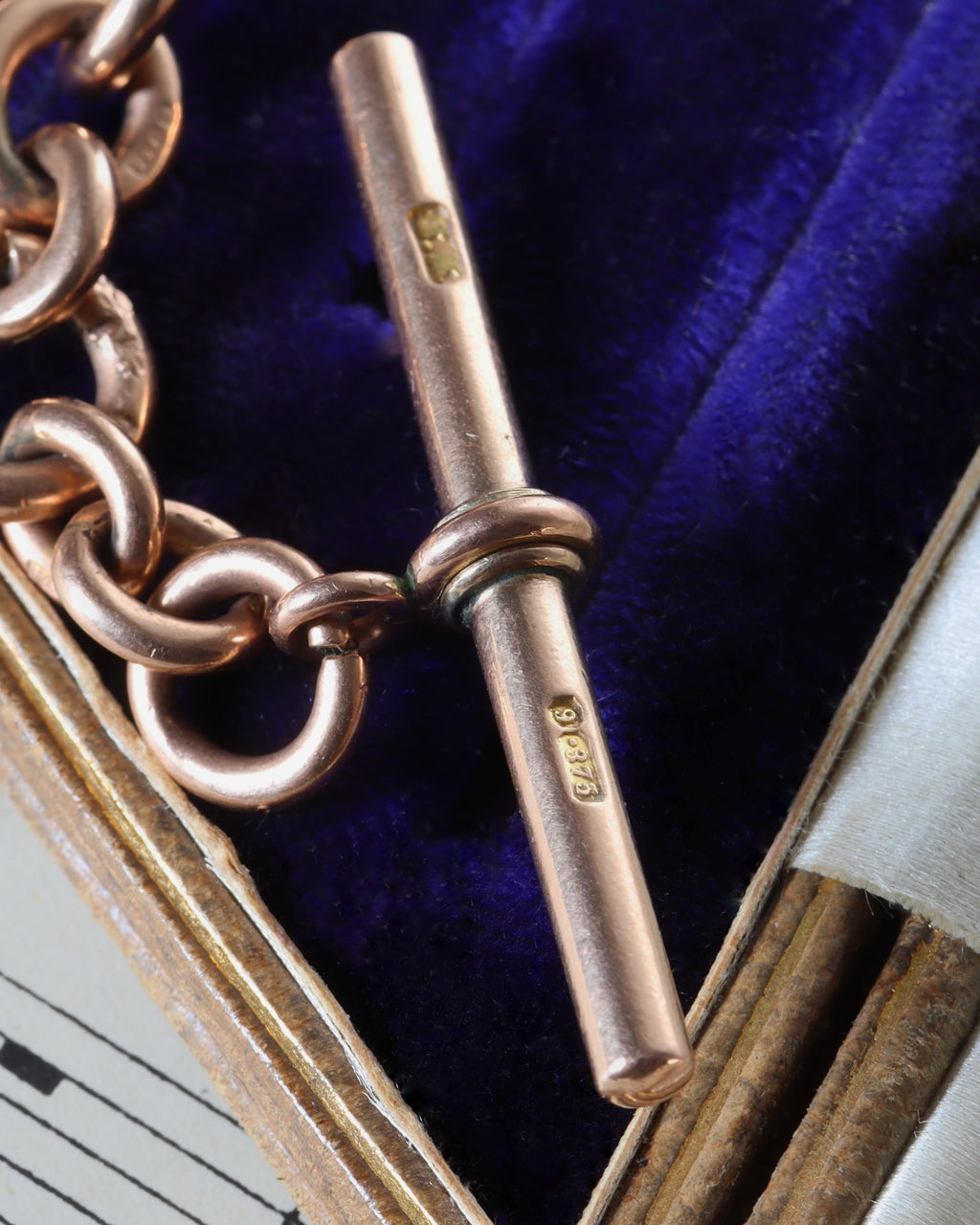 Antique 9ct Rose Gold Trombone Link Chain