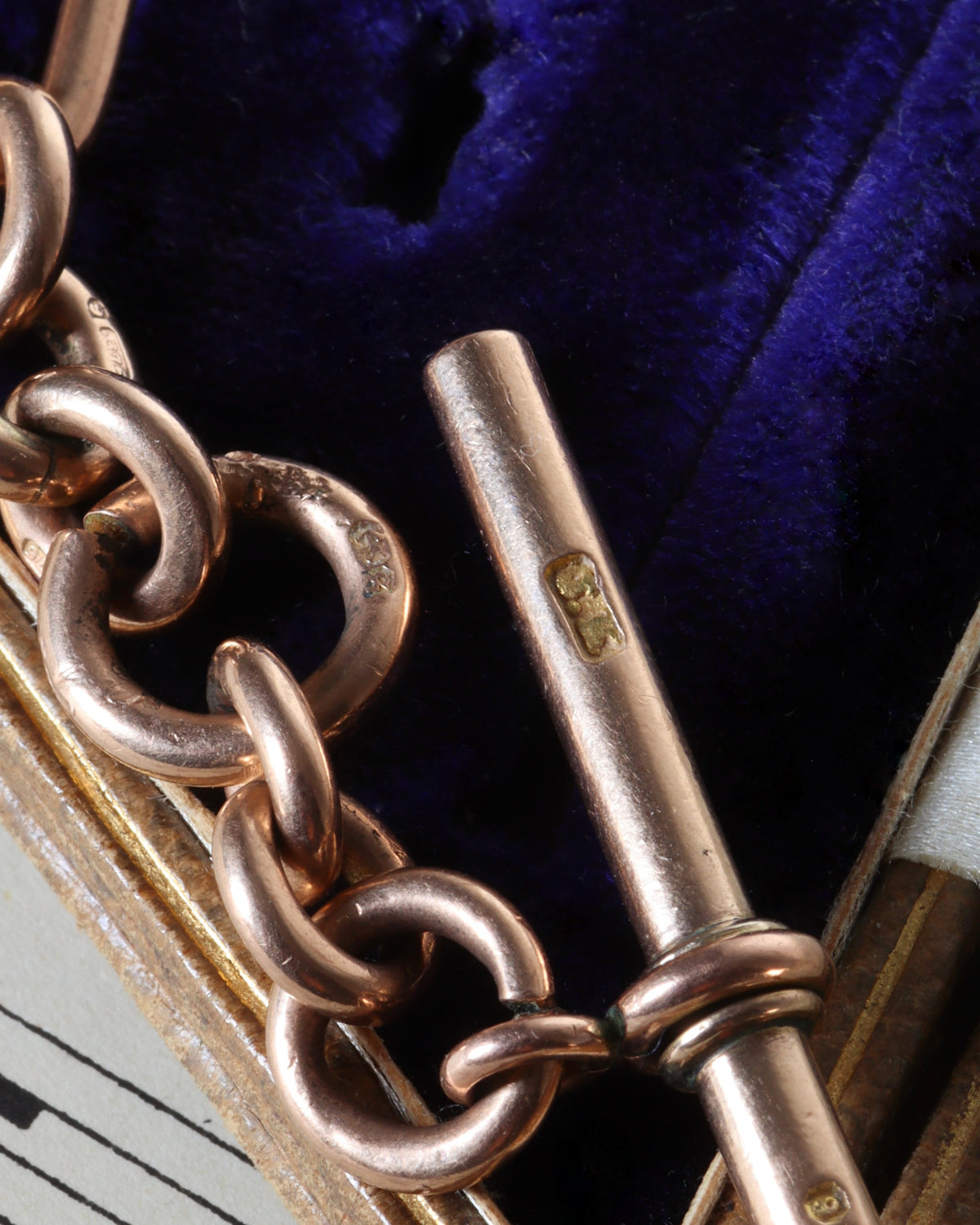 Antique 9ct Rose Gold Trombone Link Chain