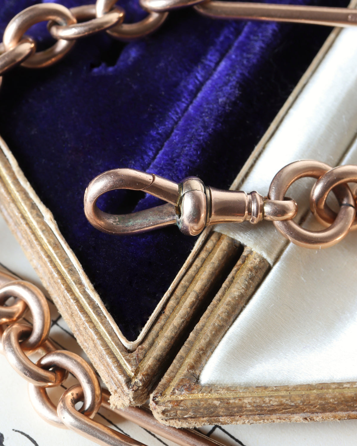 Antique 9ct Rose Gold Trombone Link Chain
