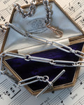 Victorian Silver Mixed Link Chain with 9ct Dog Clip and Silver T-Bar