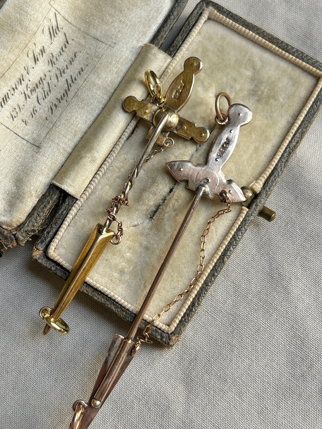 Antique 15ct Gold Opal Sword Chain Extenders