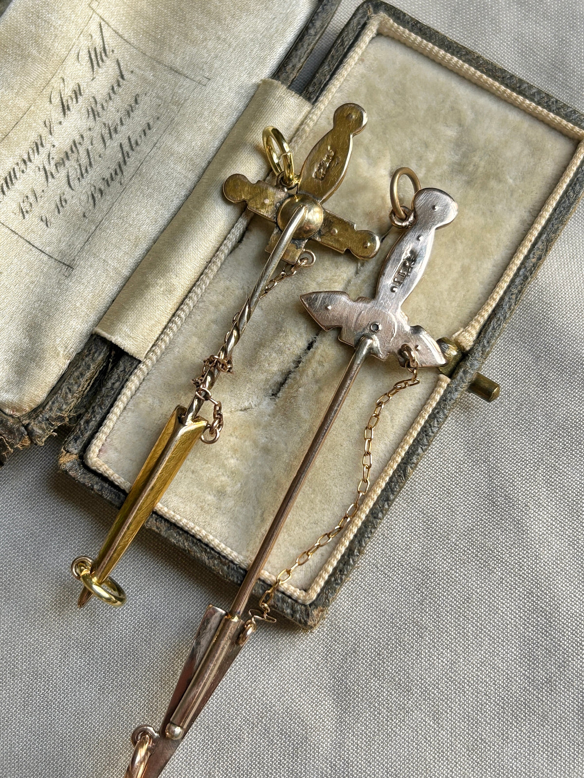 Antique 15ct Gold Opal Sword Chain Extenders