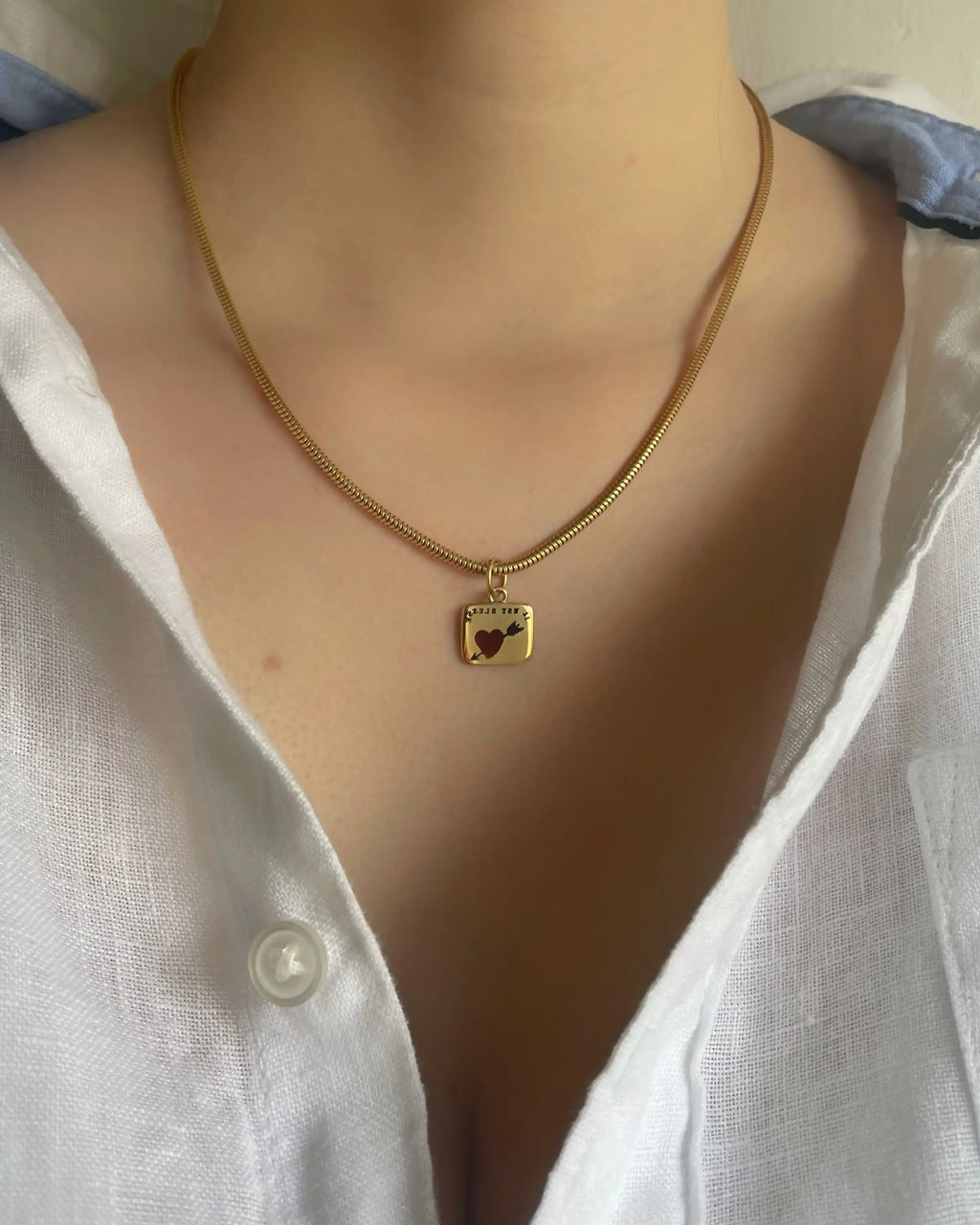 Enamelled 18ct Gold French Love Token Charm