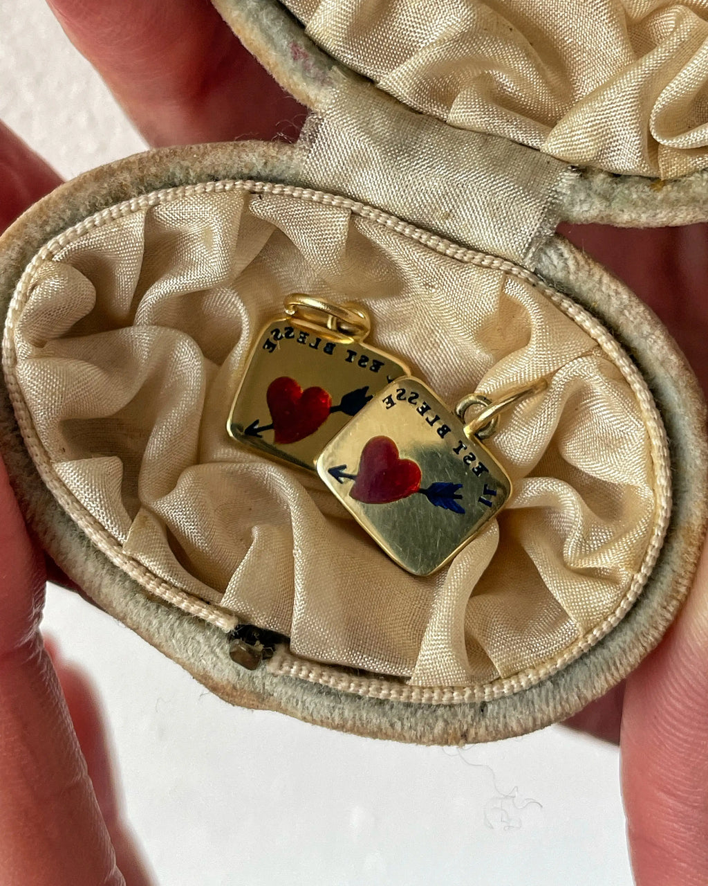 Enamelled 18ct Gold French Love Token Charm