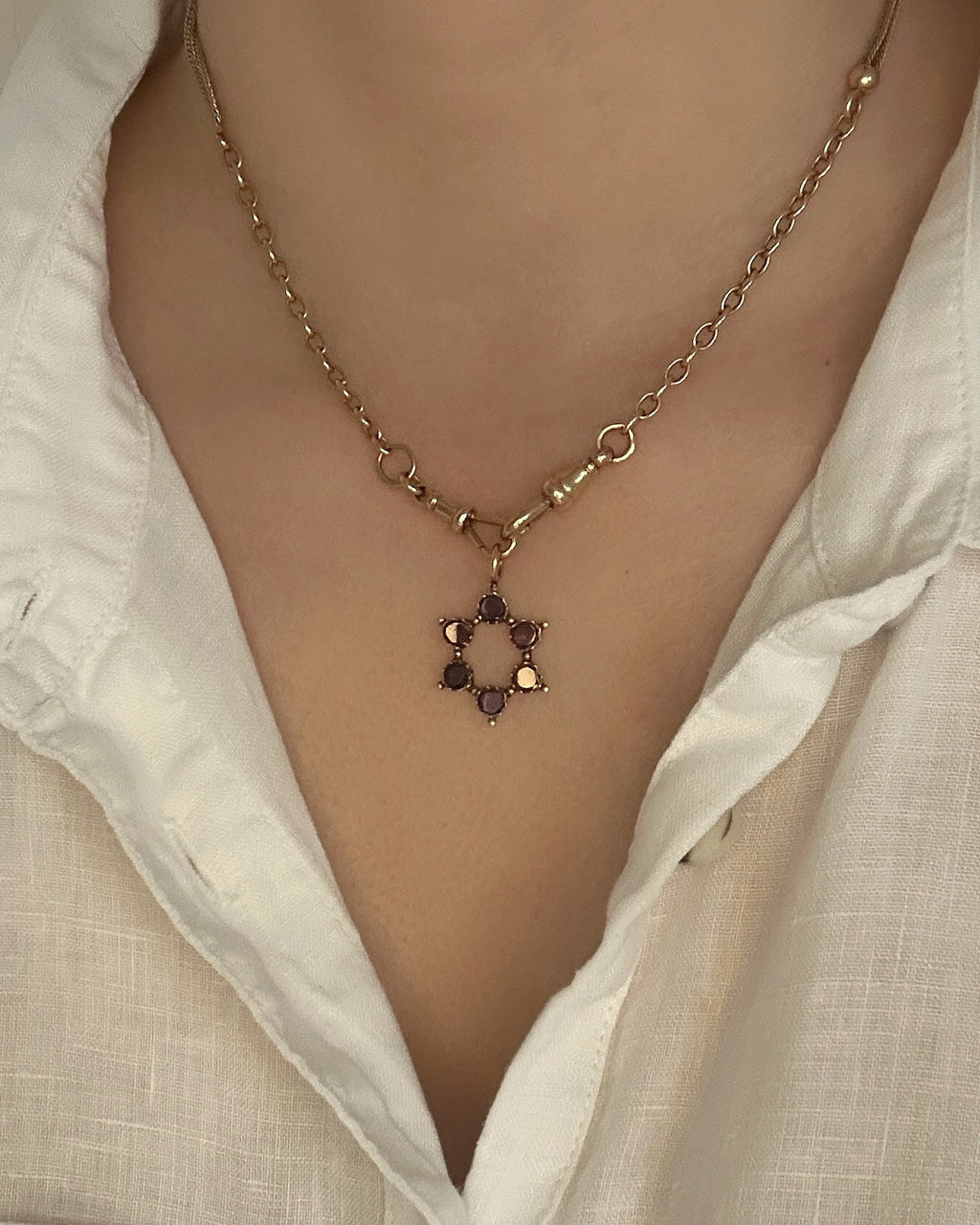 Antique Georgian Flat Cut Garnet Star Pendant