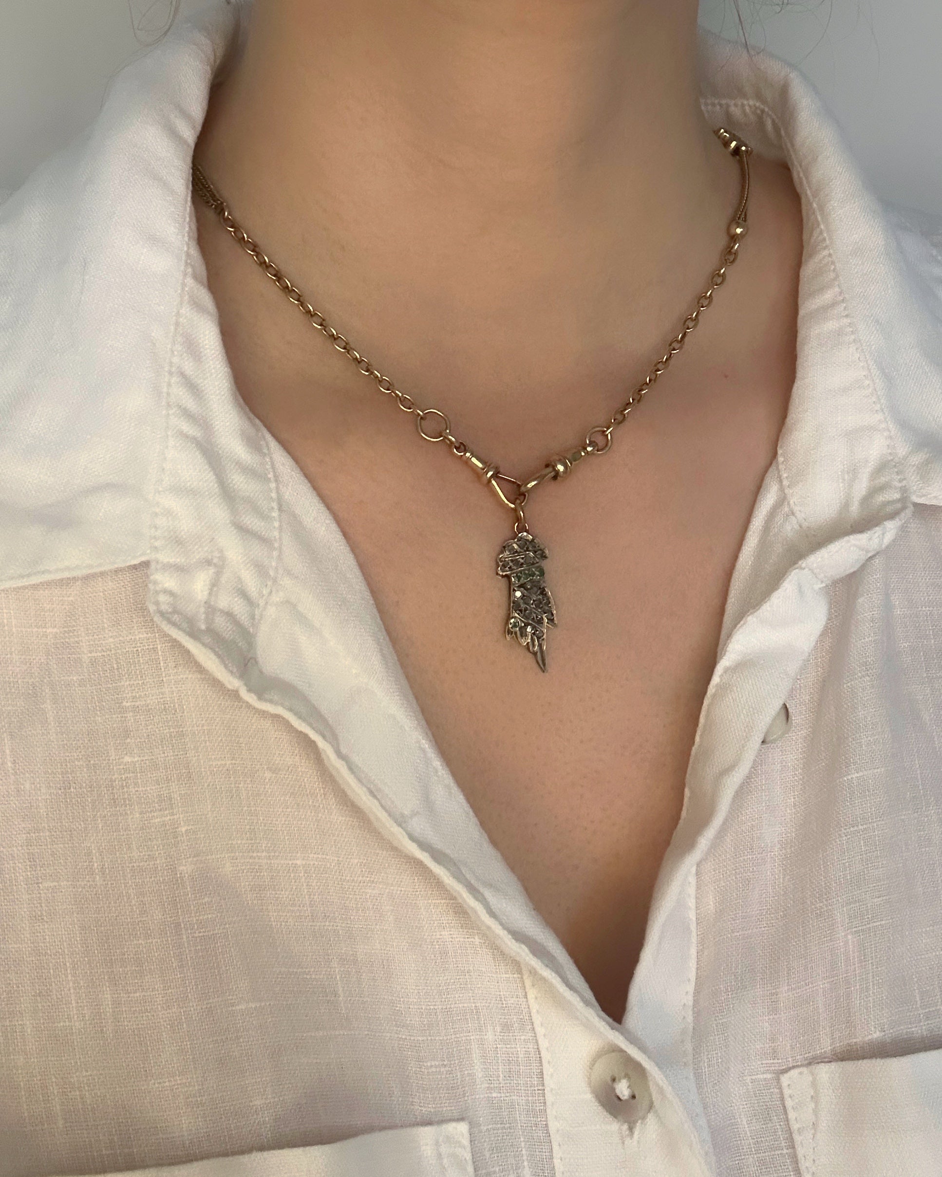Antique Georgian Silver and Emerald Hand Charm
