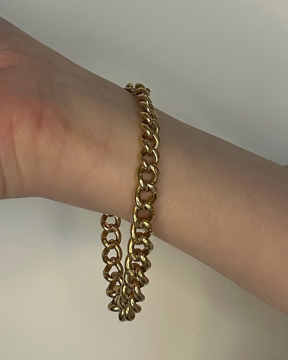 Antique Edwardian 1900 9ct Yellow Gold Curb Bracelet