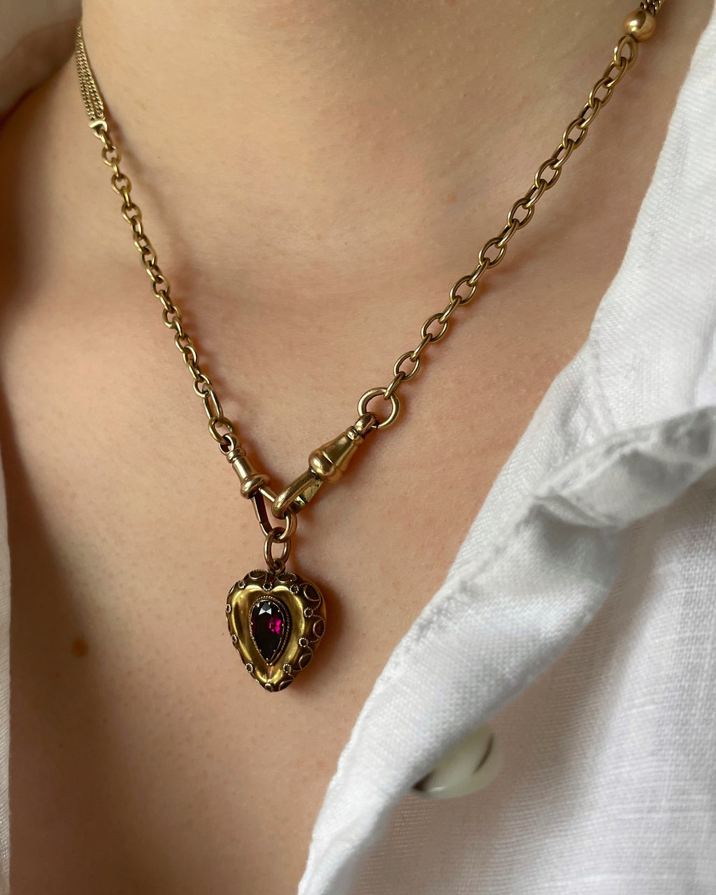 Victorian 14ct Gold Almandine Garnet Locket Pendant
