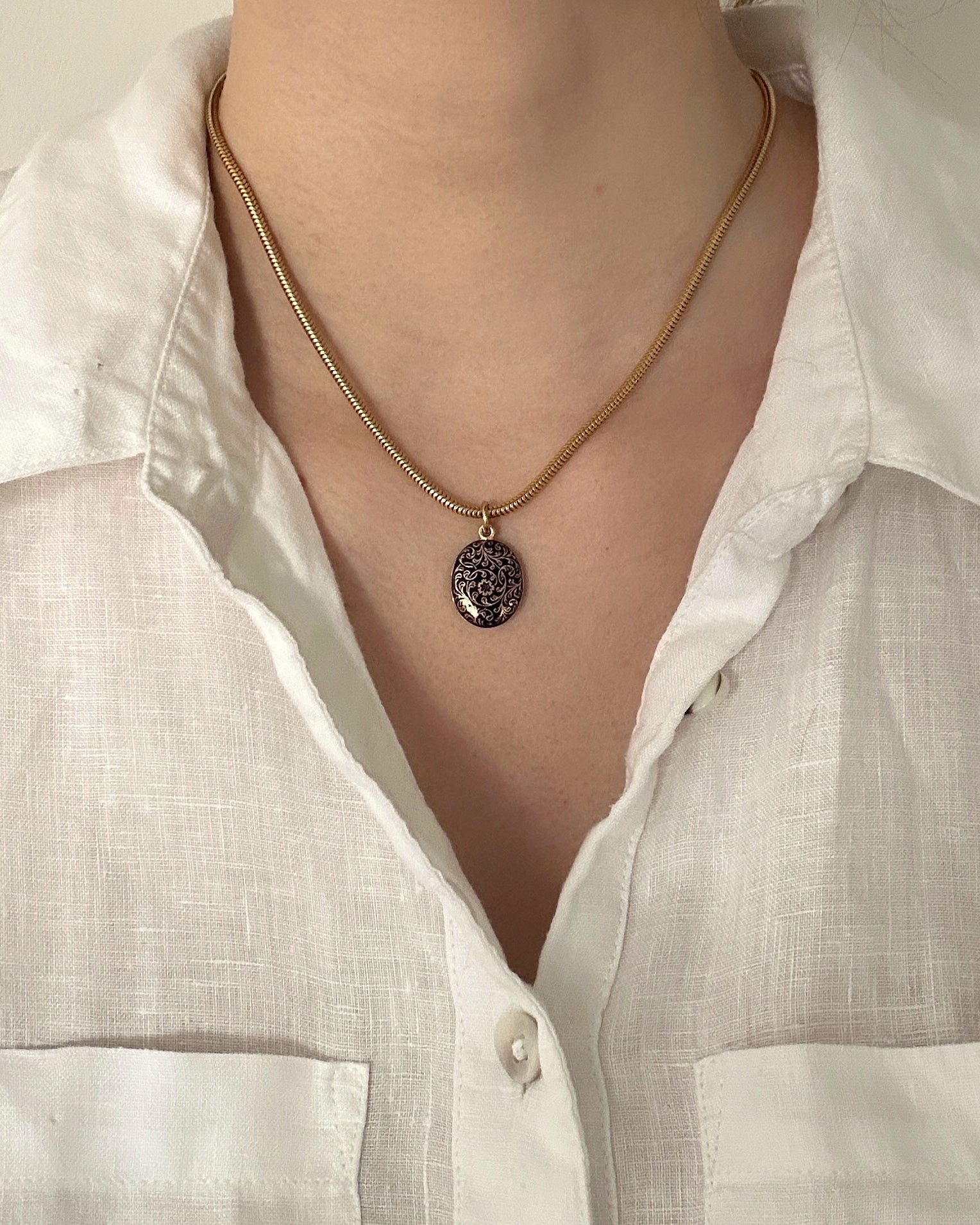 Edwardian Cornflower Blue Enamel & Gold Locket