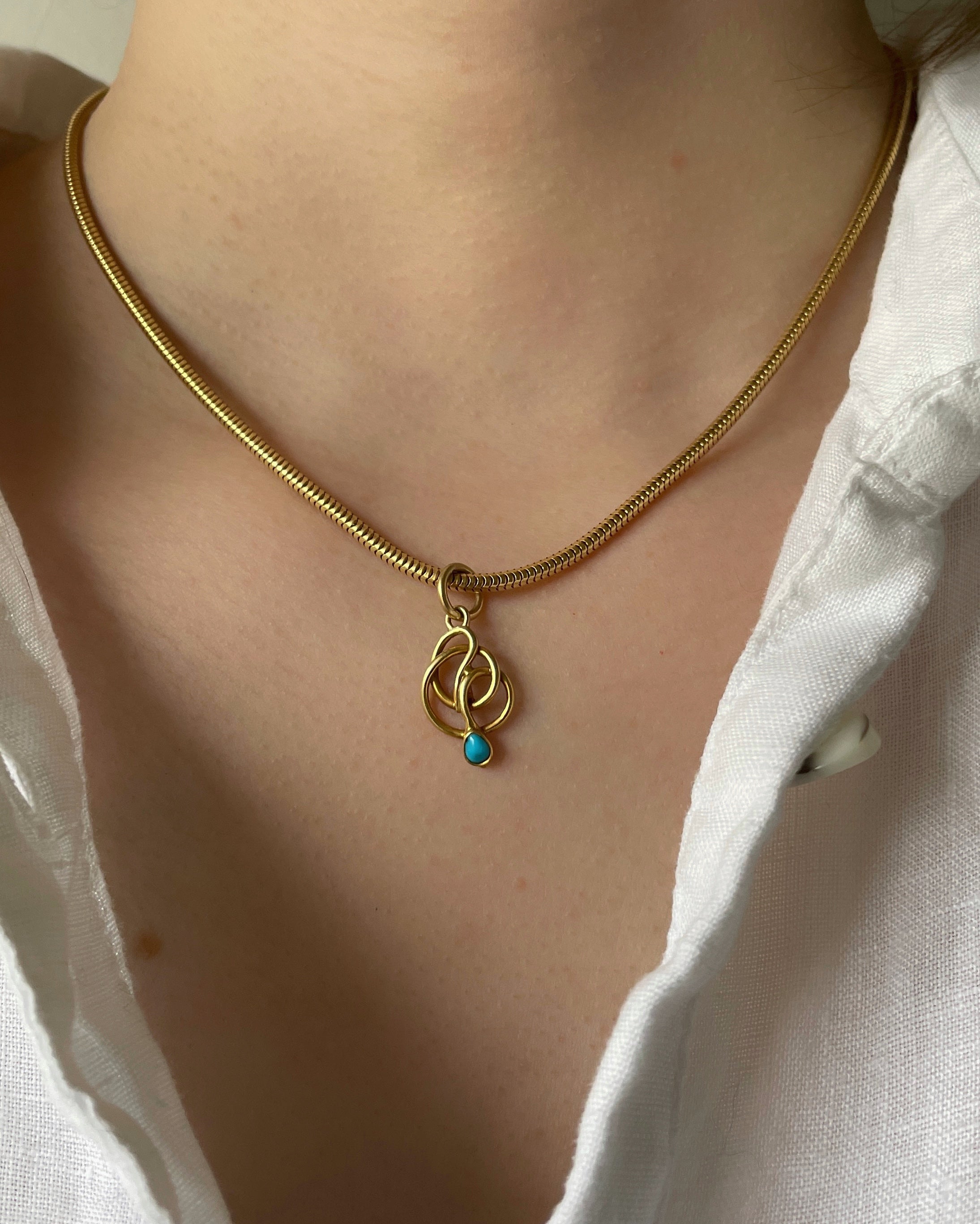 Antique Victorian 18ct Gold Turquoise Snake Charm