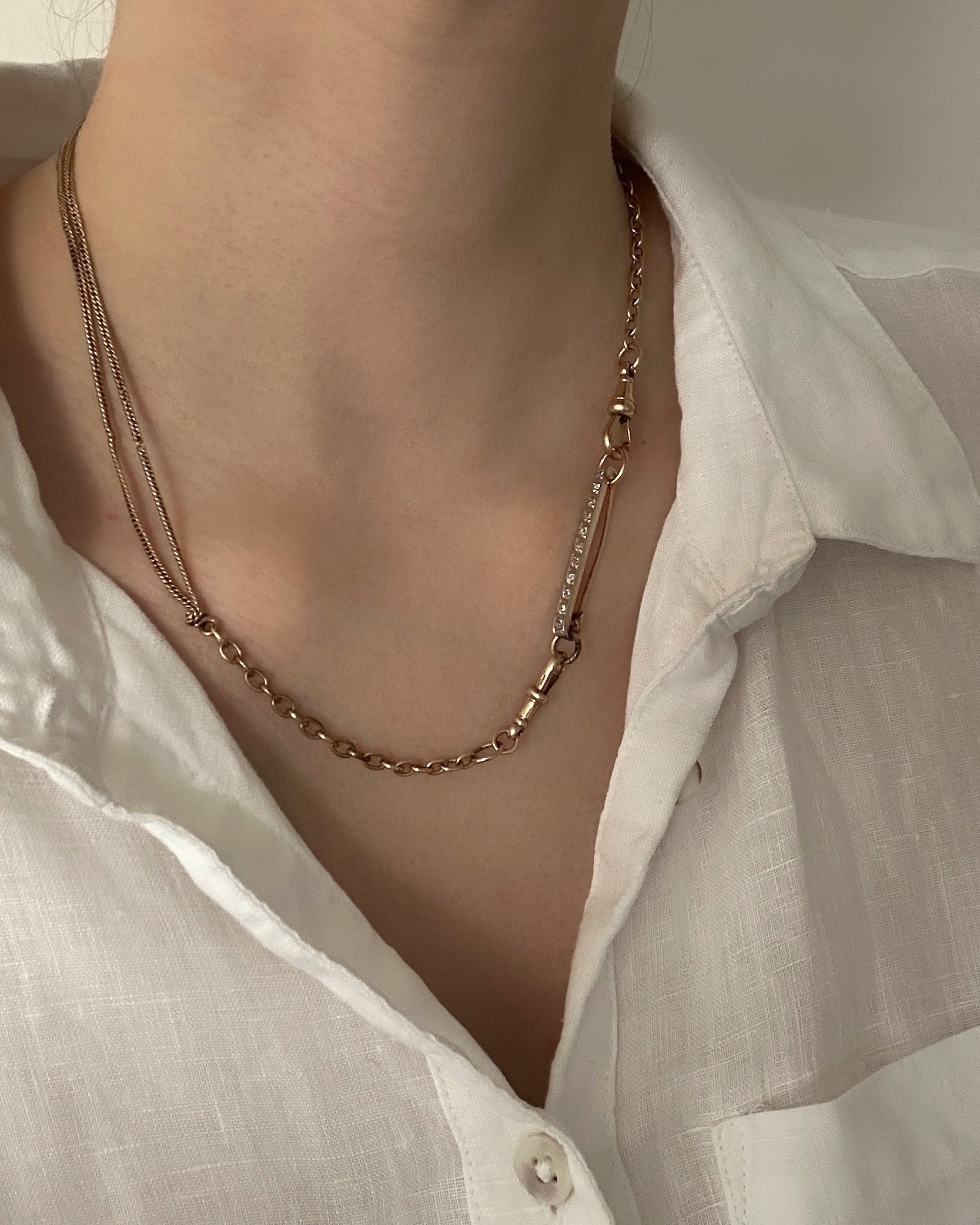 1920s Old Cut Diamond Brooch / Chain Extender