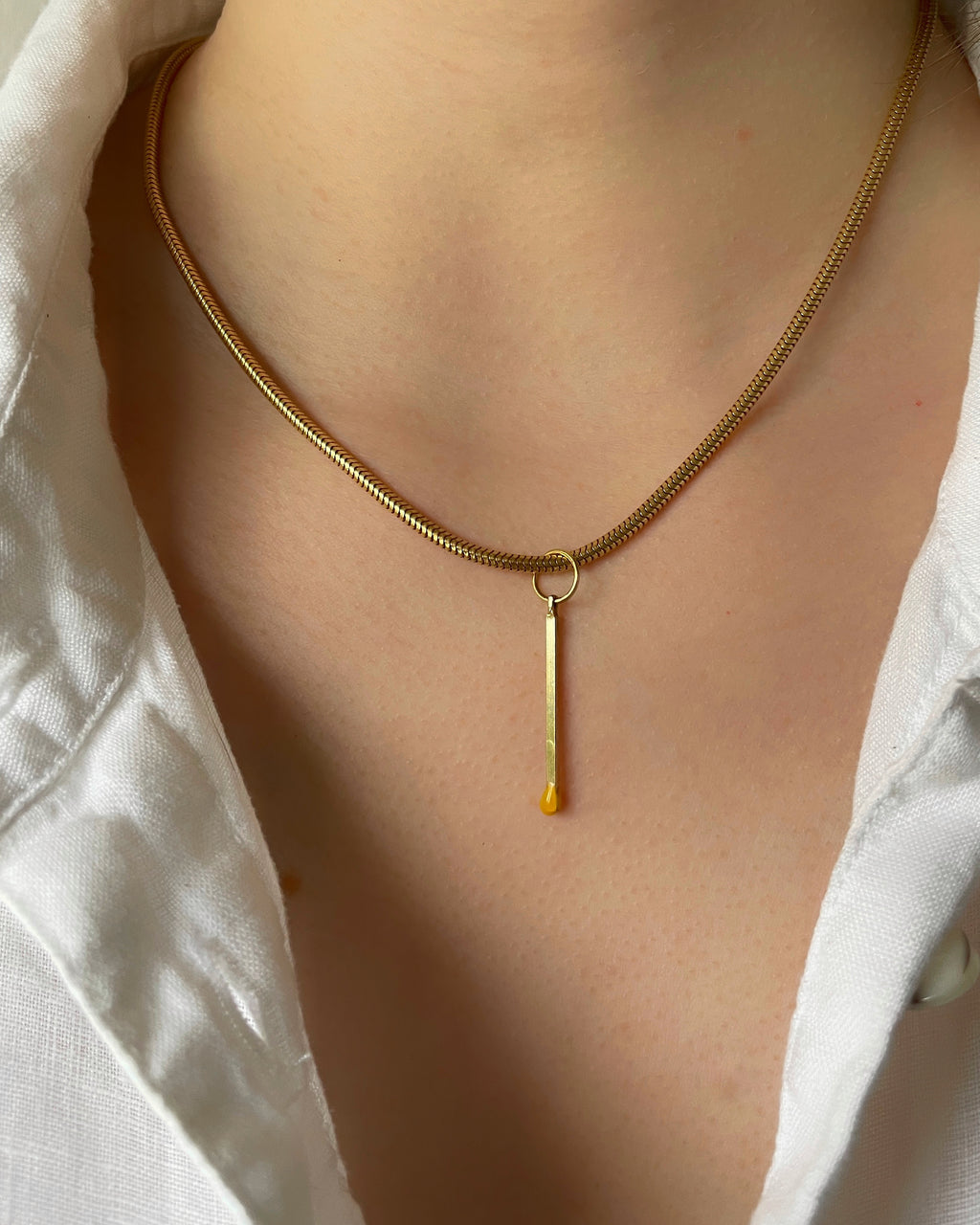 Vintage 9ct Gold Yellow Enamelled Matchstick Charm