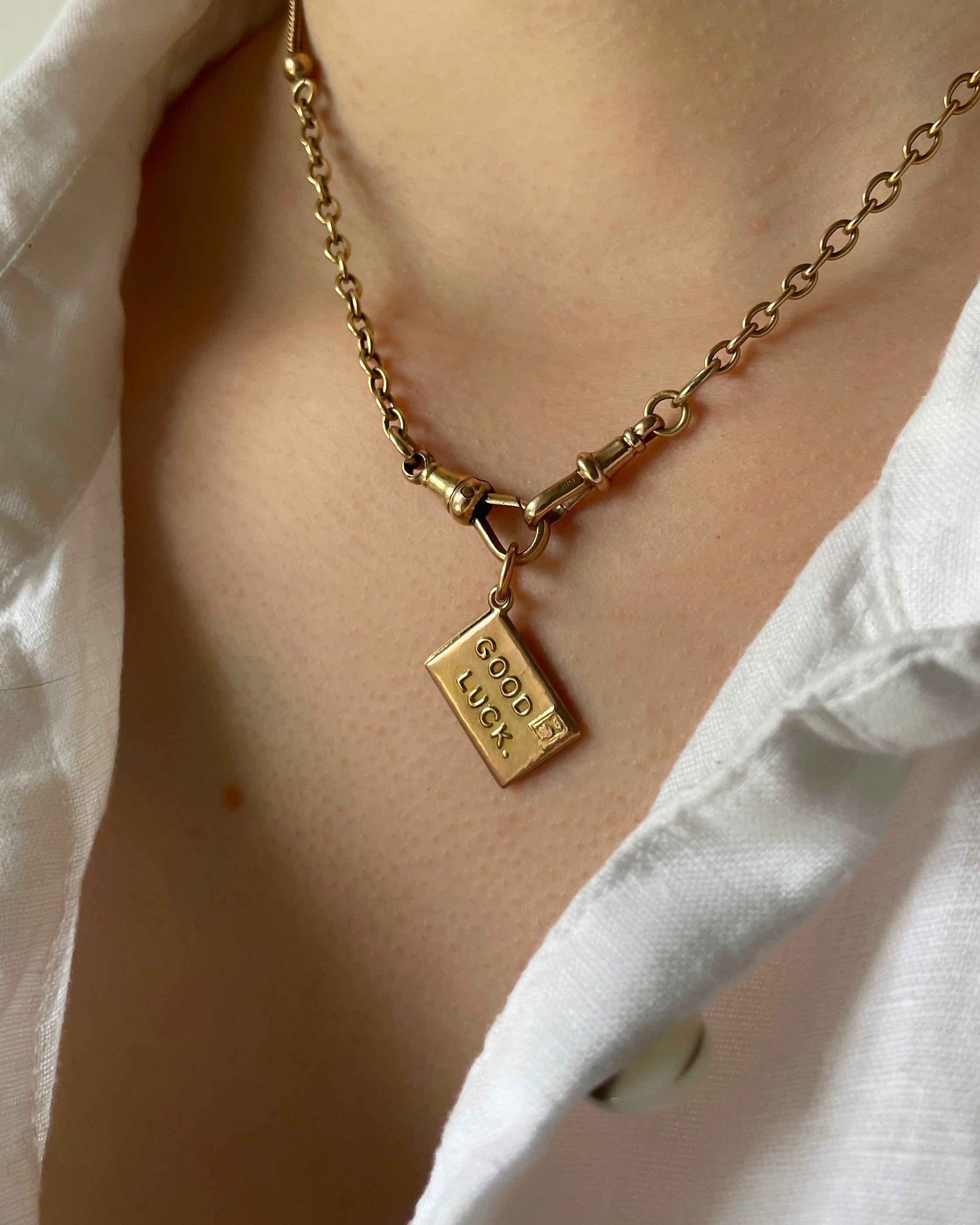 Edwardian 9ct Gold 'Good Luck' Envelope Charm