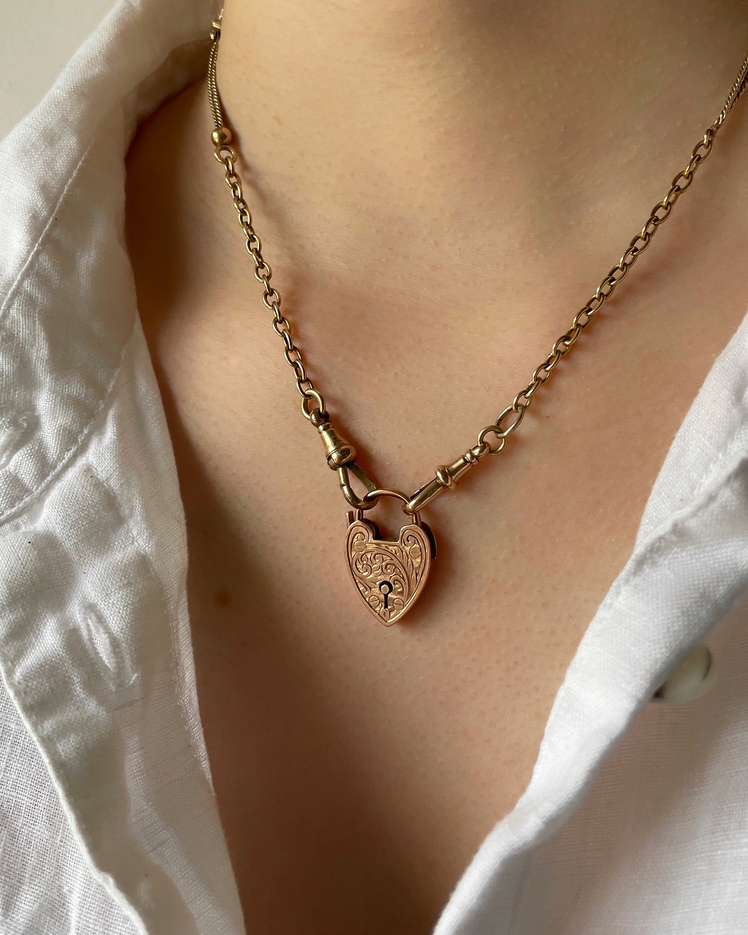 Victorian Engraved Heart Padlock Charm