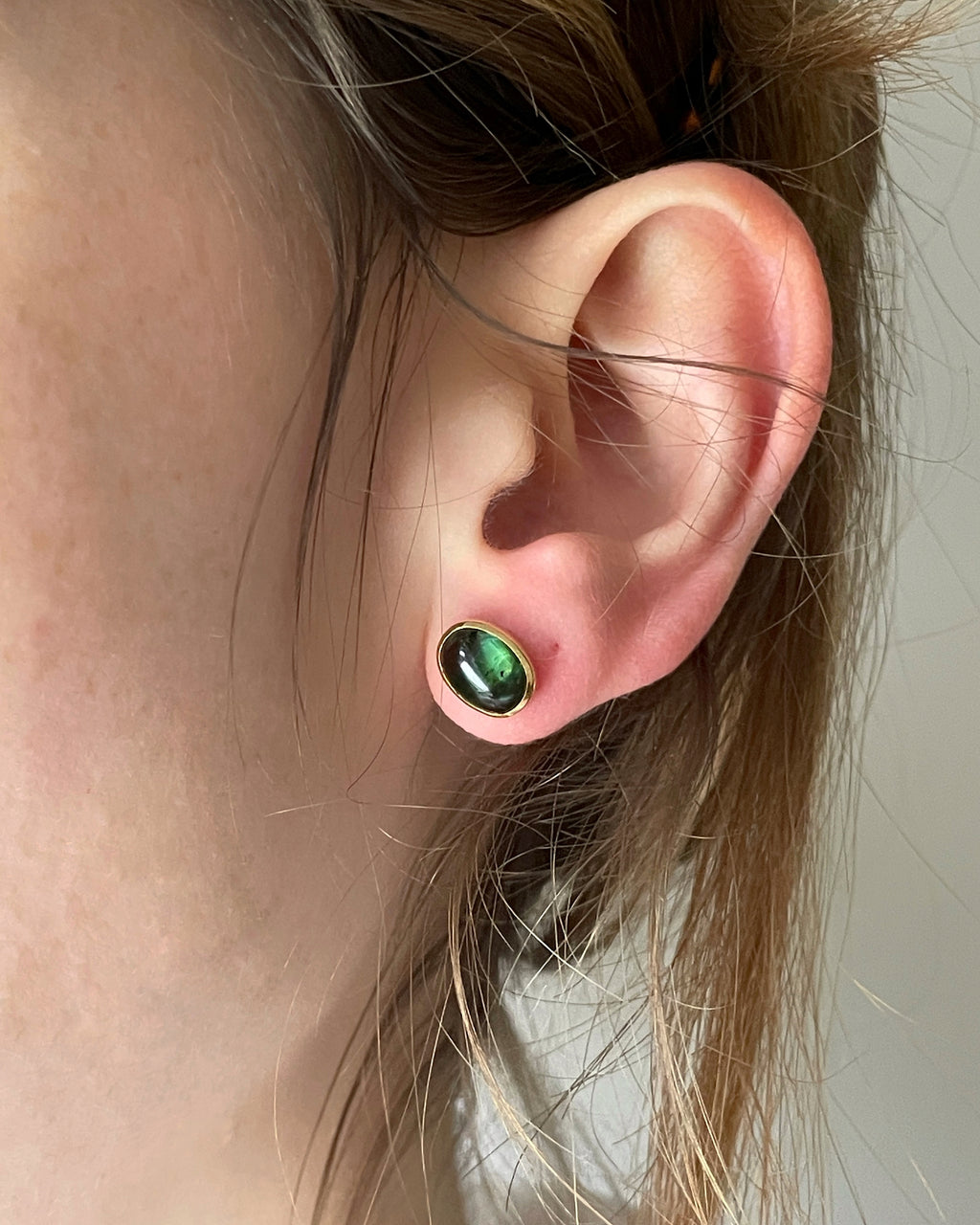 18ct Gold Leafy Green Tourmaline Studs