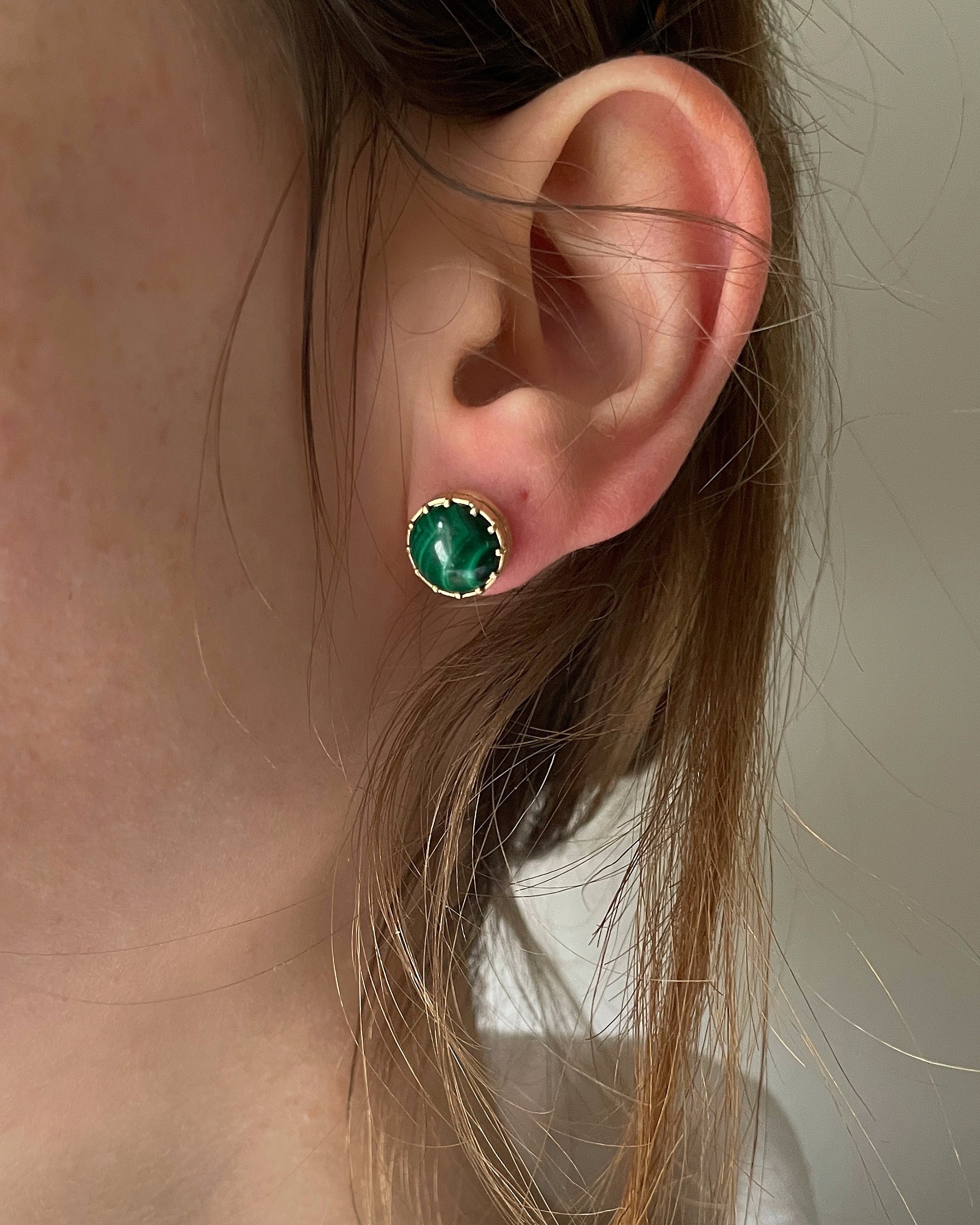 Georgian Style Malachite Stud Earrings