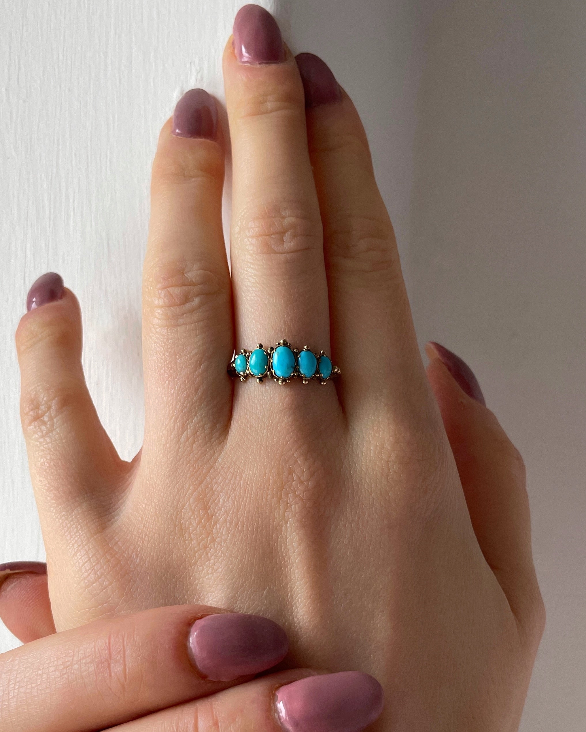 Antique Georgian Turquoise Five Stone Ring