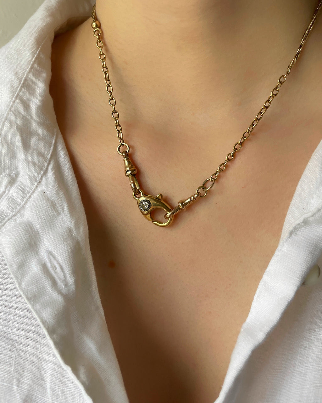 Chubby 18ct Yellow Lobster Clasp With Victorian Old-Cut Diamond Detail