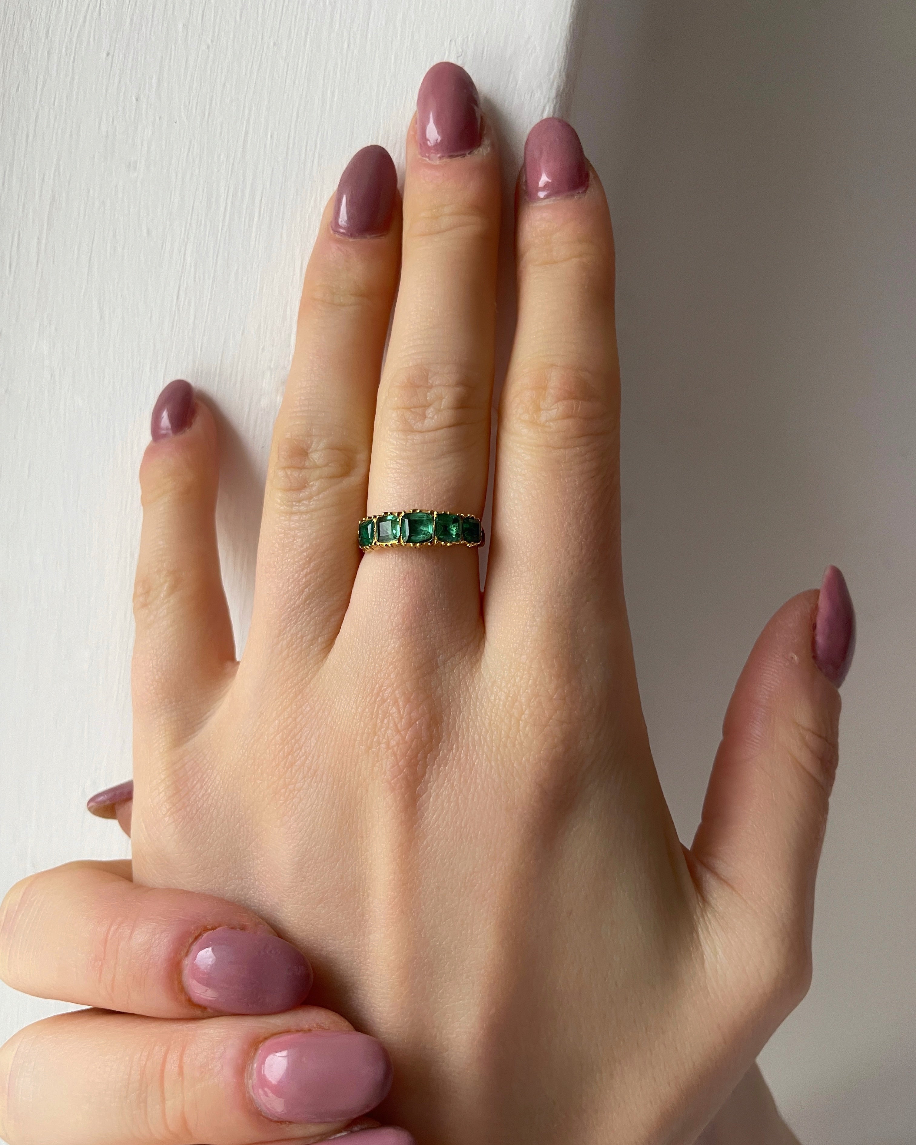 Antique Georgian Emerald Five Stone Ring