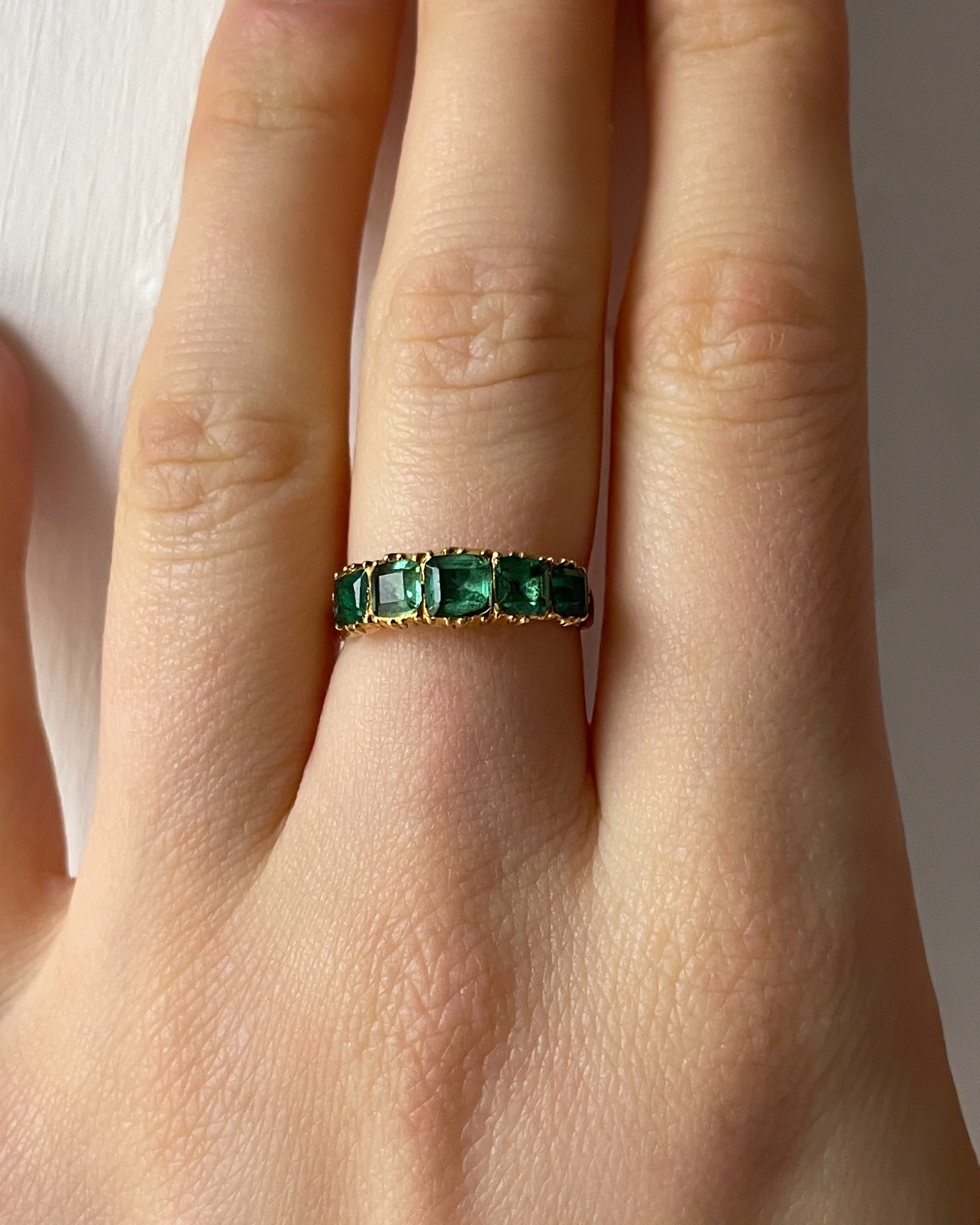 Antique Georgian Emerald Five Stone Ring