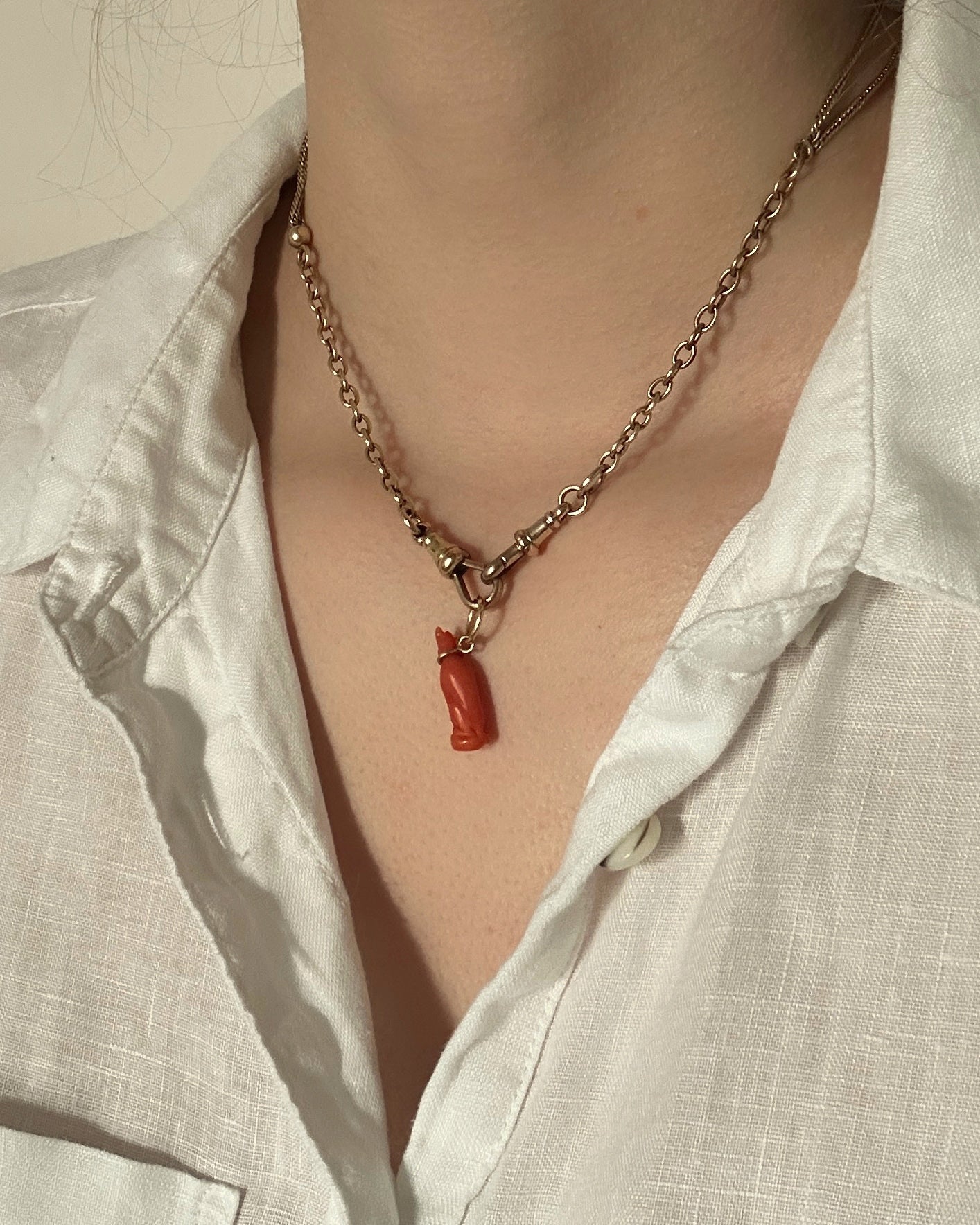 Victorian Carved Coral Dog Charm