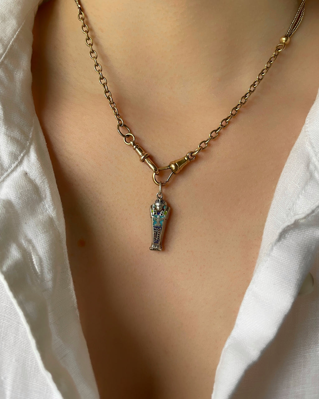 Art Deco Silver Sarcophagus Charm