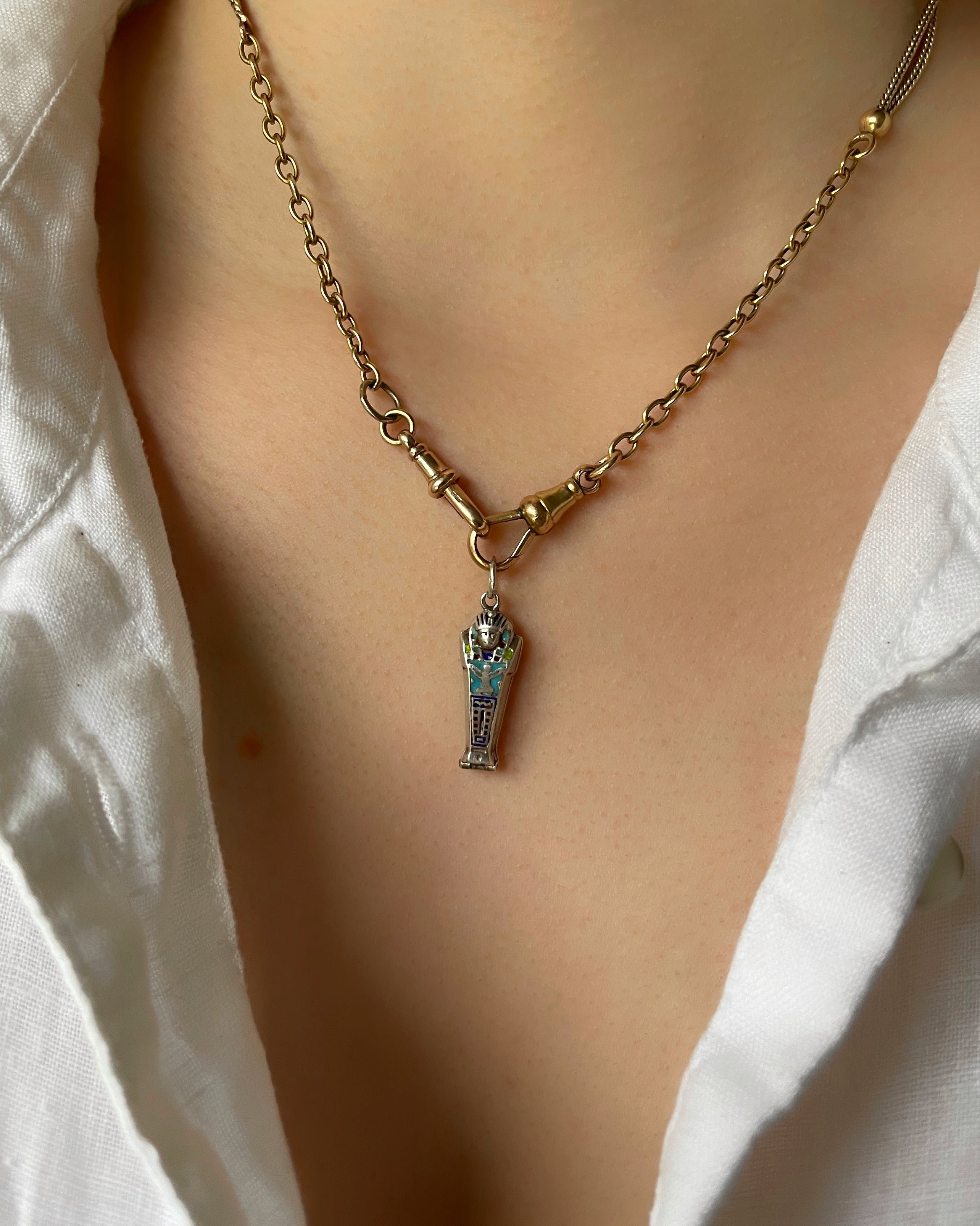 Art Deco Silver Sarcophagus Charm