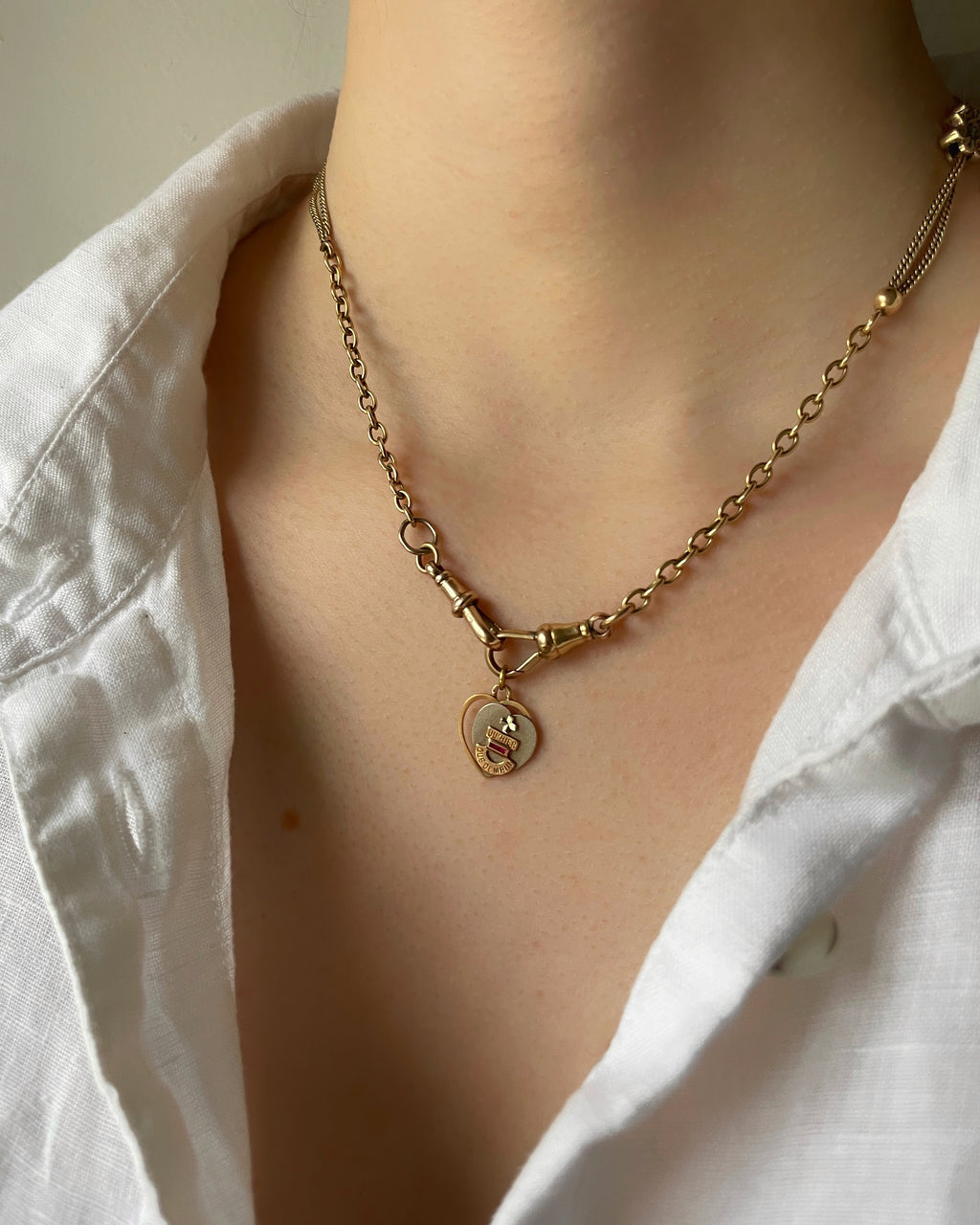 Vintage 18ct White & Yellow Gold French Augis Heart Charm