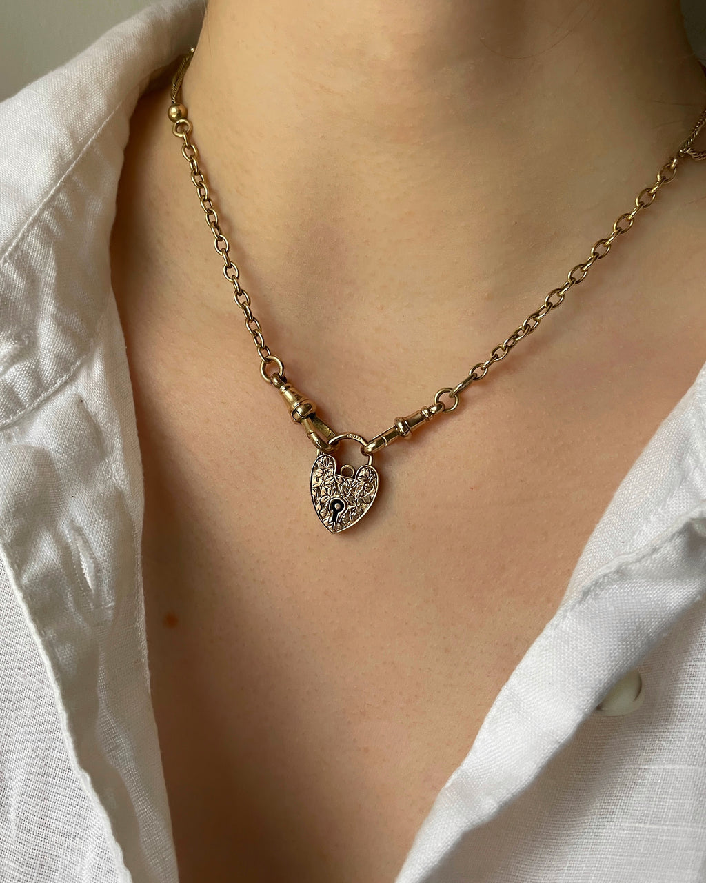 Antique Victorian Gold Heart Padlock Clasp Charm