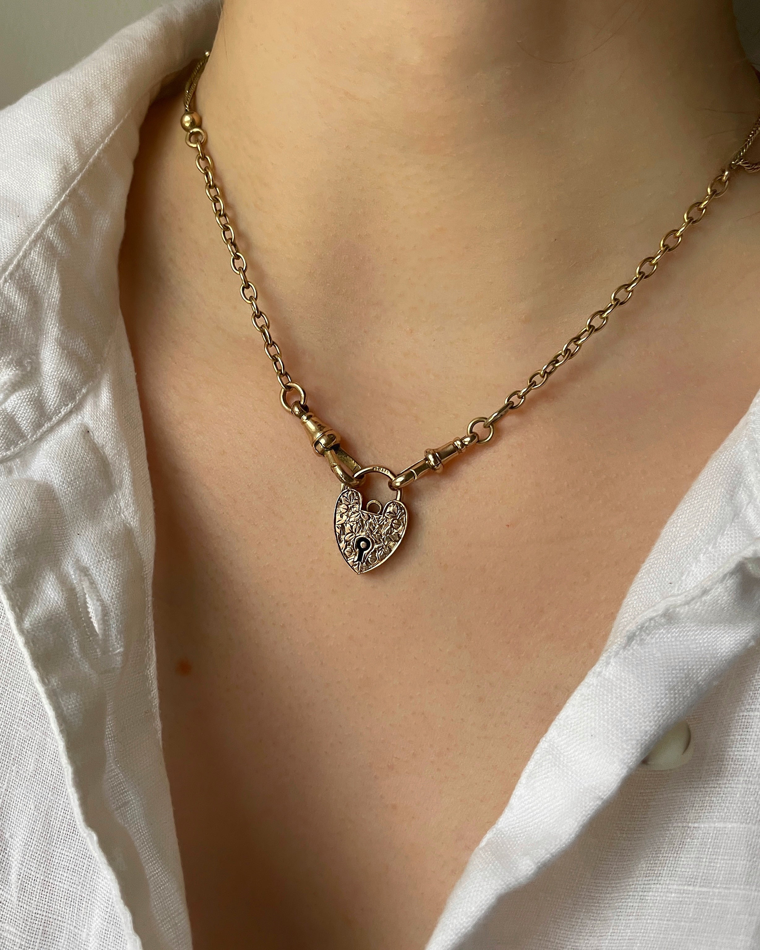 Antique Victorian Gold Heart Padlock Clasp Charm