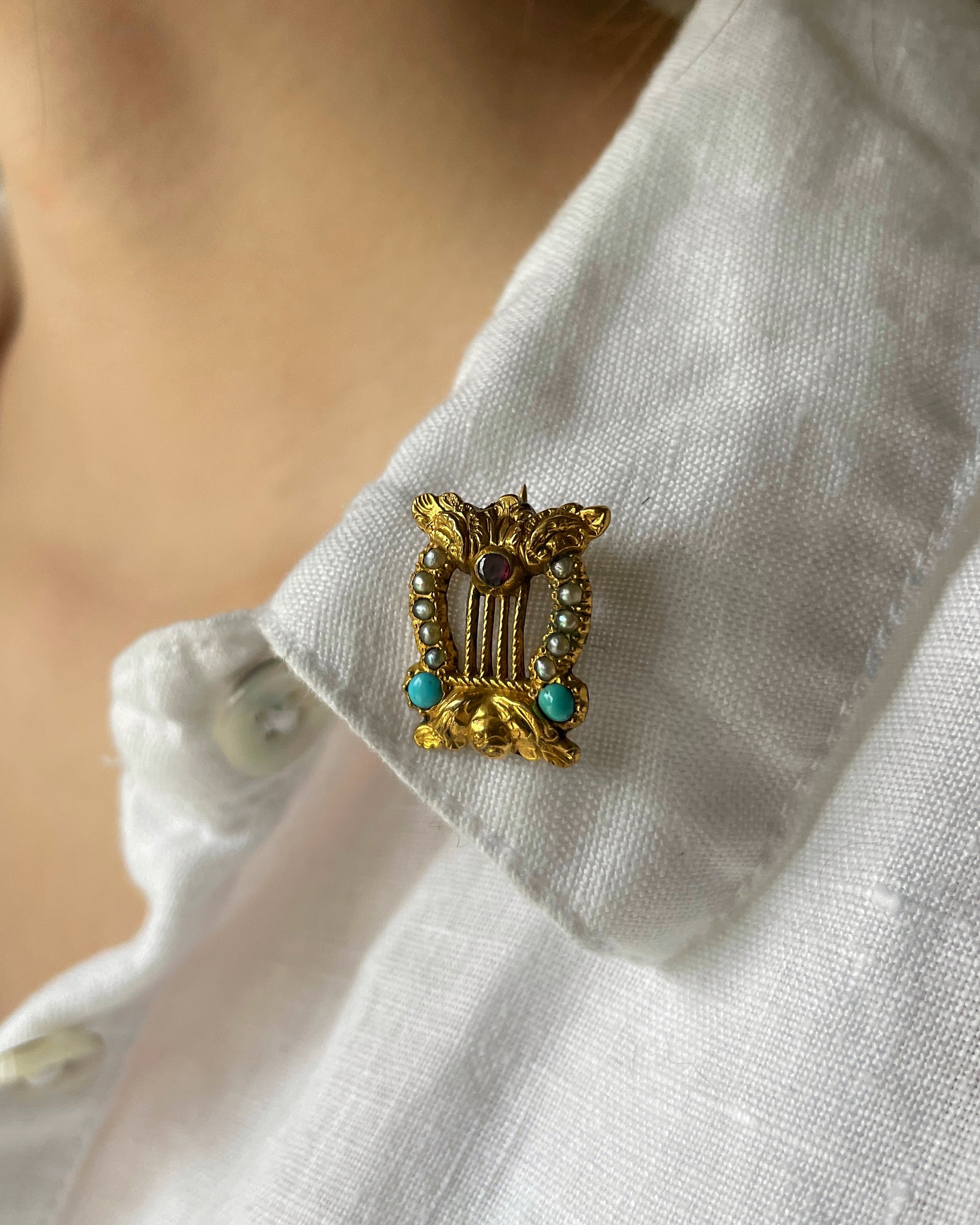 Antique Georgian Lyre Pin