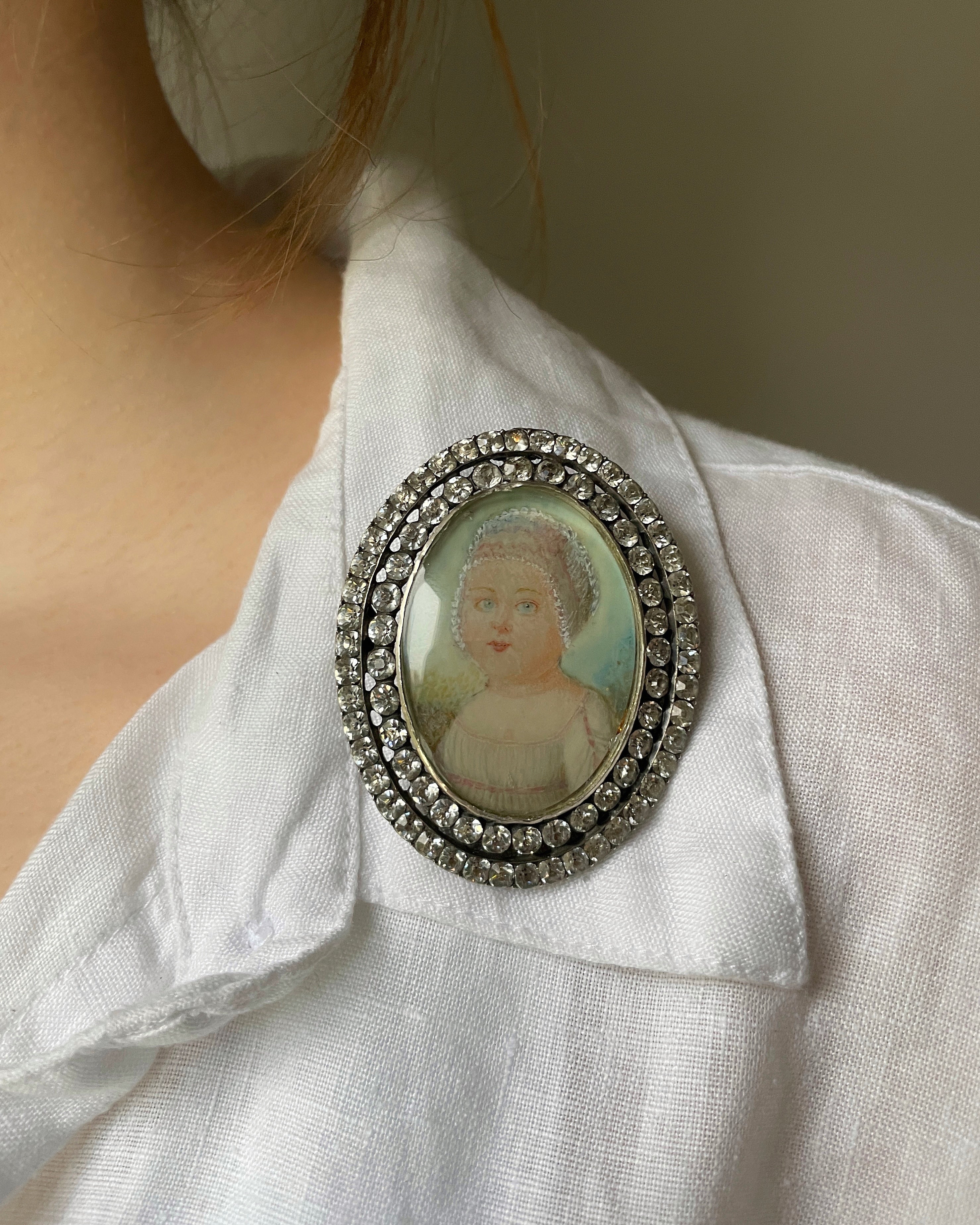 Georgian Hand-Painted Paste Baby Brooch