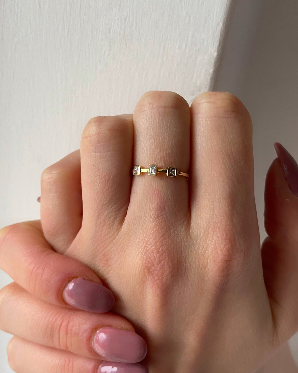 9ct Yellow Gold Three Diamond Stacker Ring