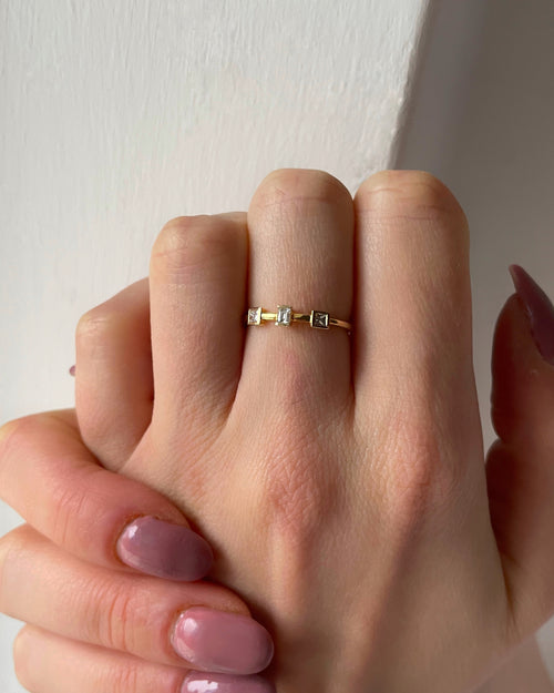 9ct Yellow Gold Three Diamond Stacker Ring