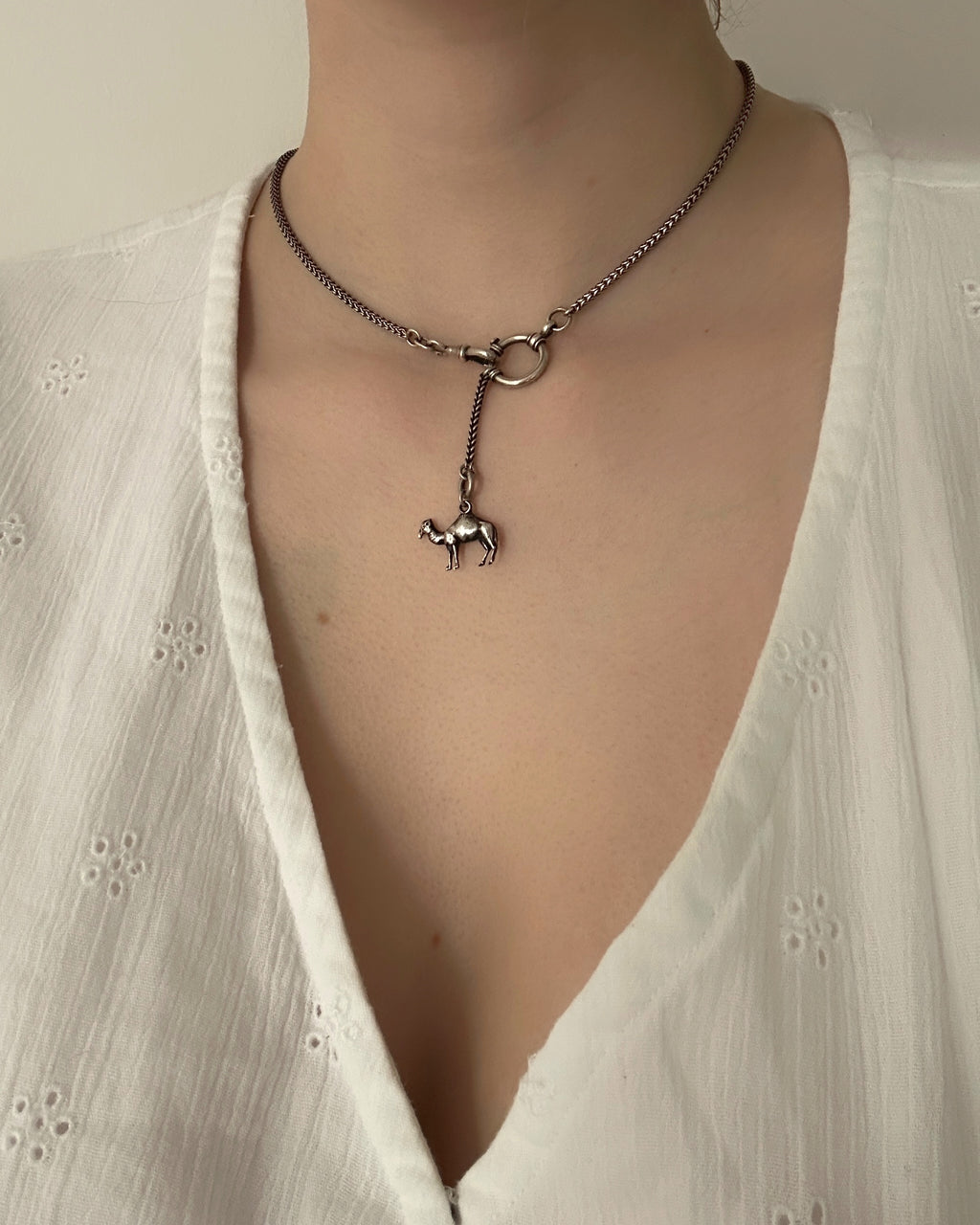 Victorian Silver Camel Charm with Extender Chain