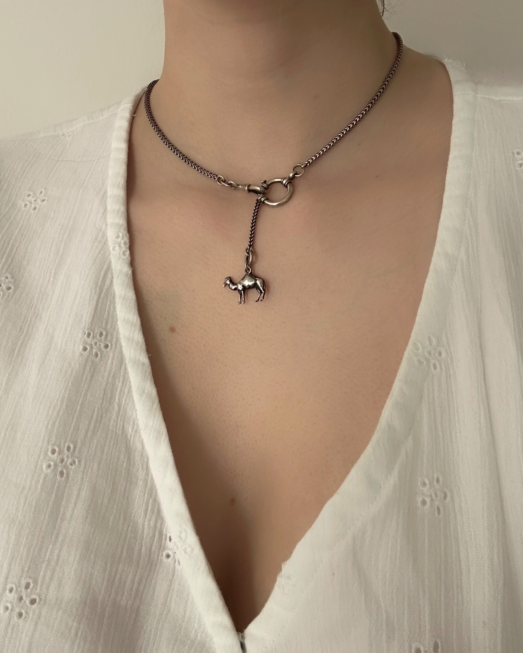 Victorian Silver Camel Charm with Extender Chain