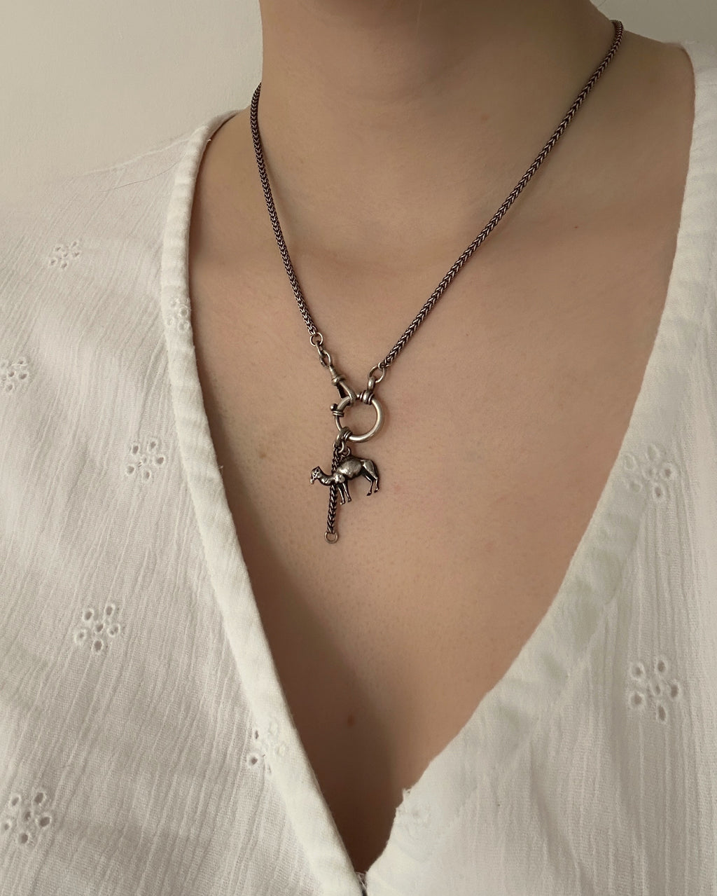 Victorian Silver Camel Charm with Extender Chain