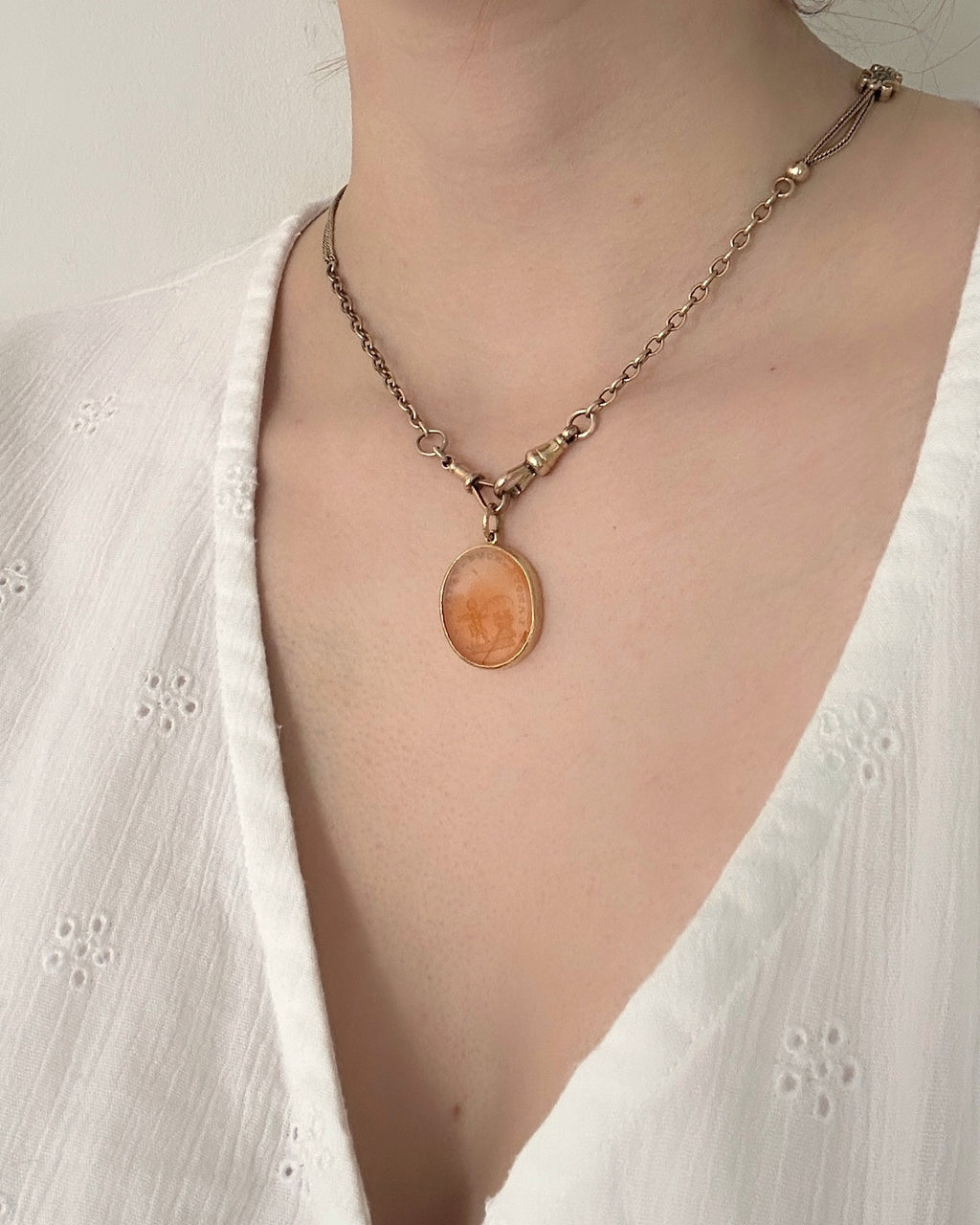 Georgian Engraved Carnelian Cherub Pendant in 14ct Gold