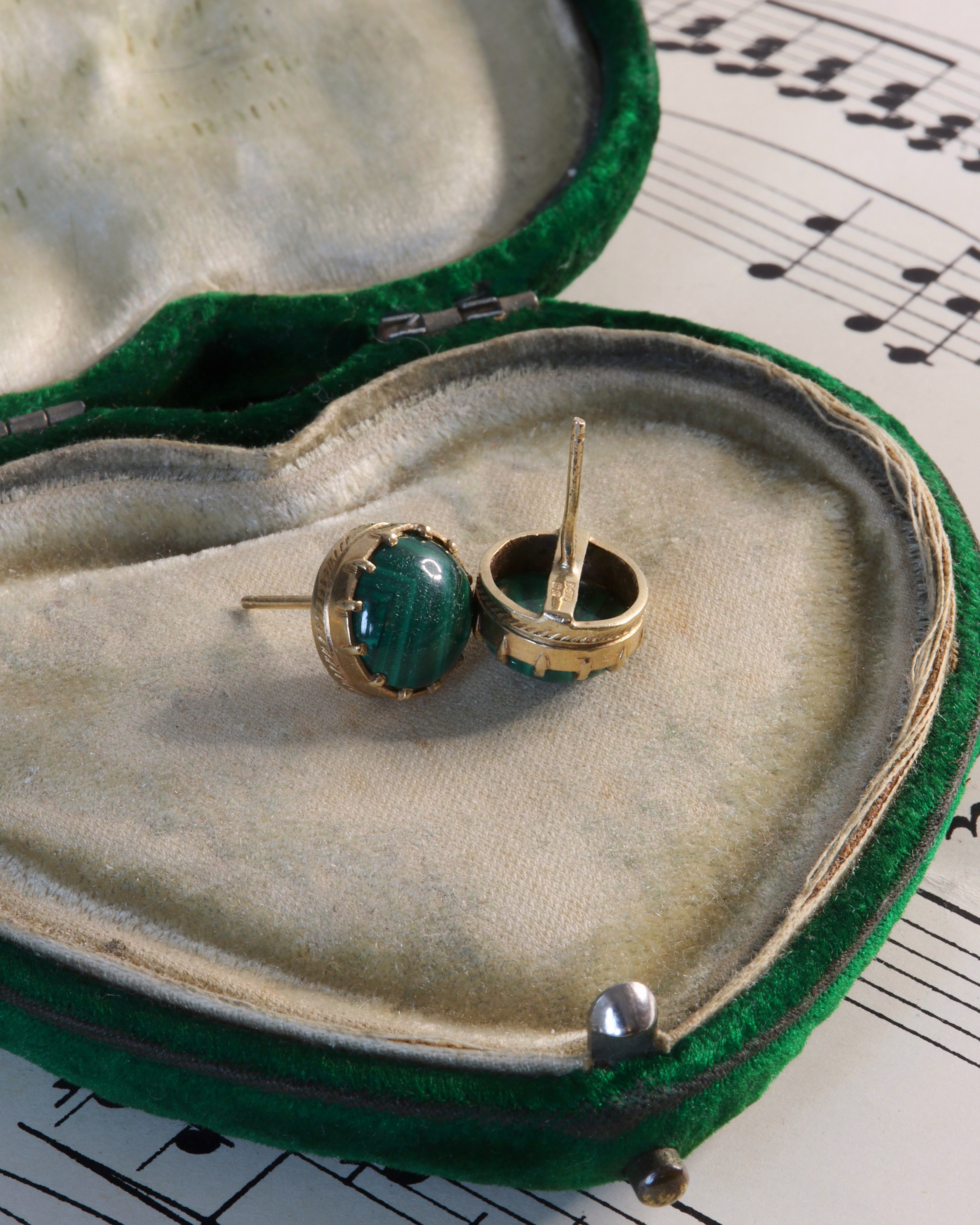 Georgian Style Malachite Stud Earrings