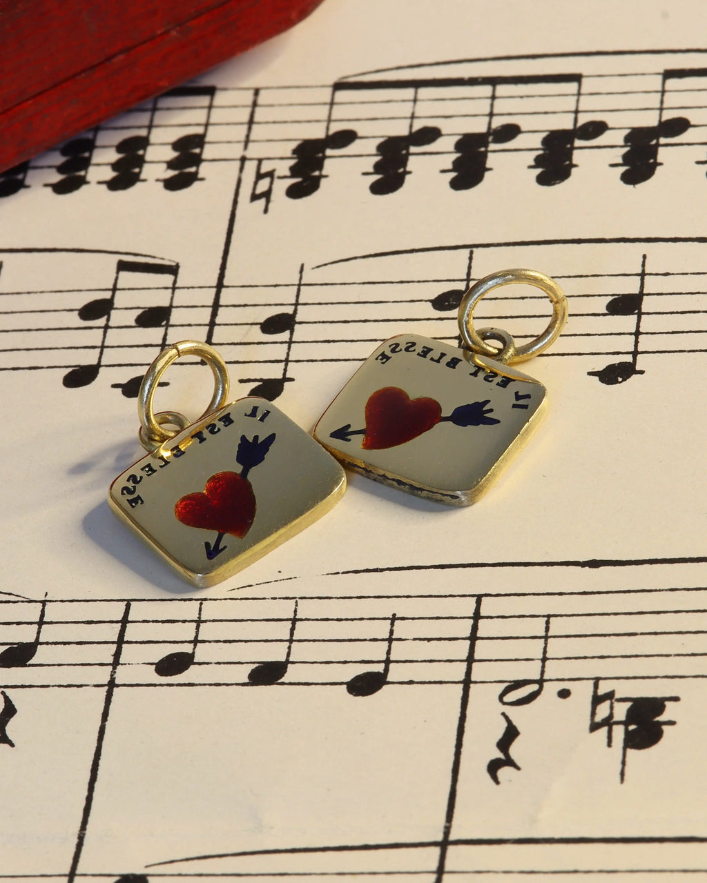 Enamelled 18ct Gold French Love Token Charm