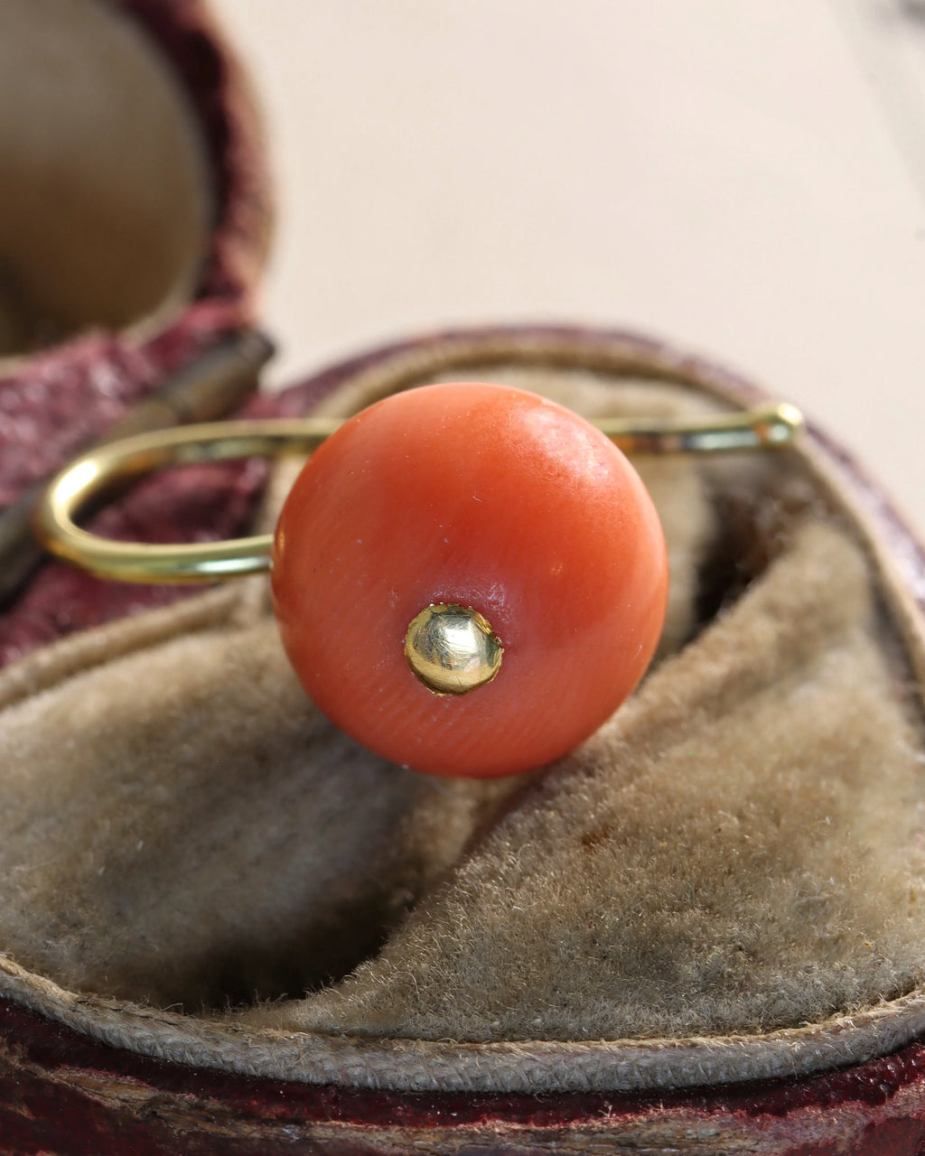 Antique Victorian 18ct Gold Coral Orb Earrings