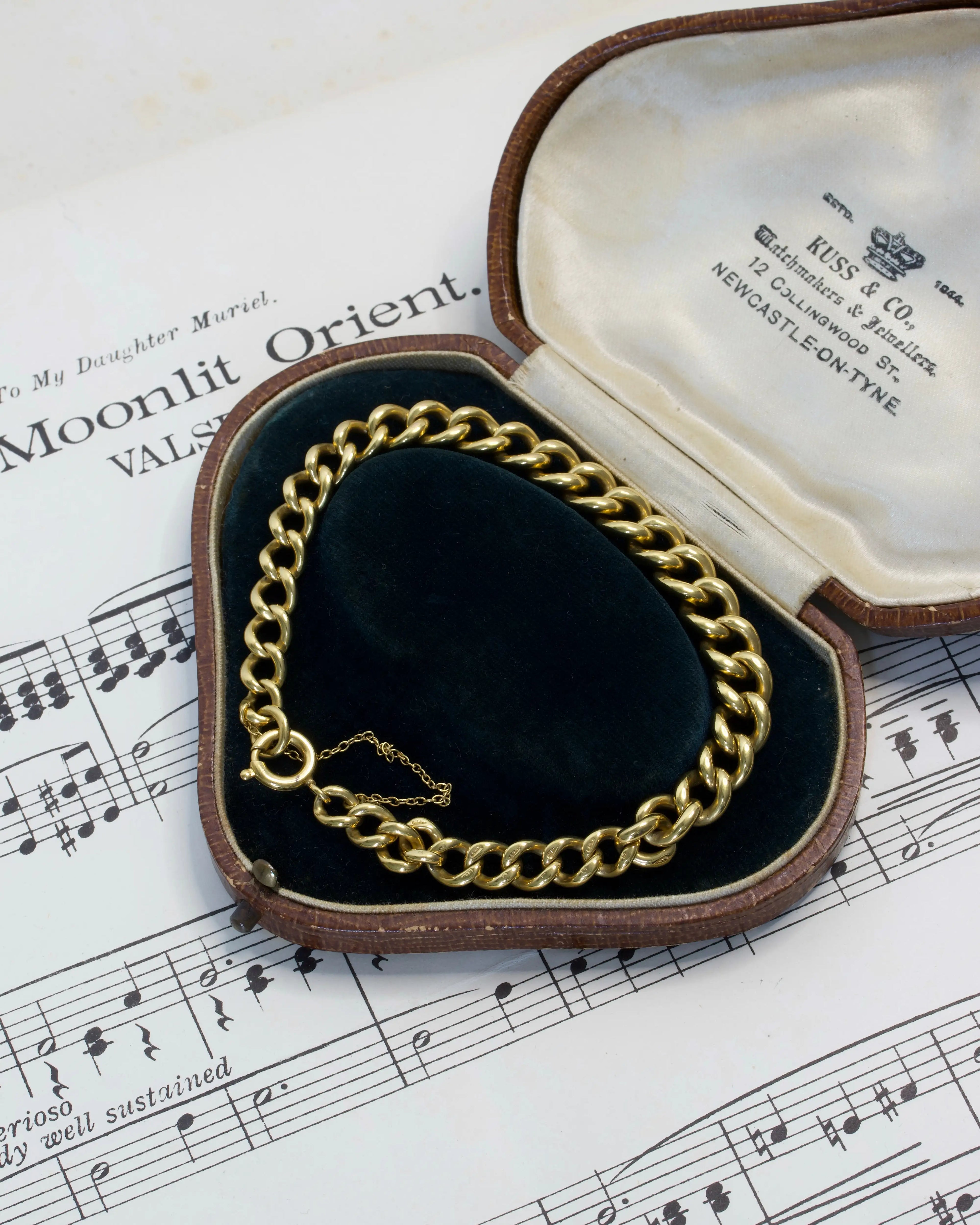 Antique Edwardian 1900 9ct Yellow Gold Curb Bracelet