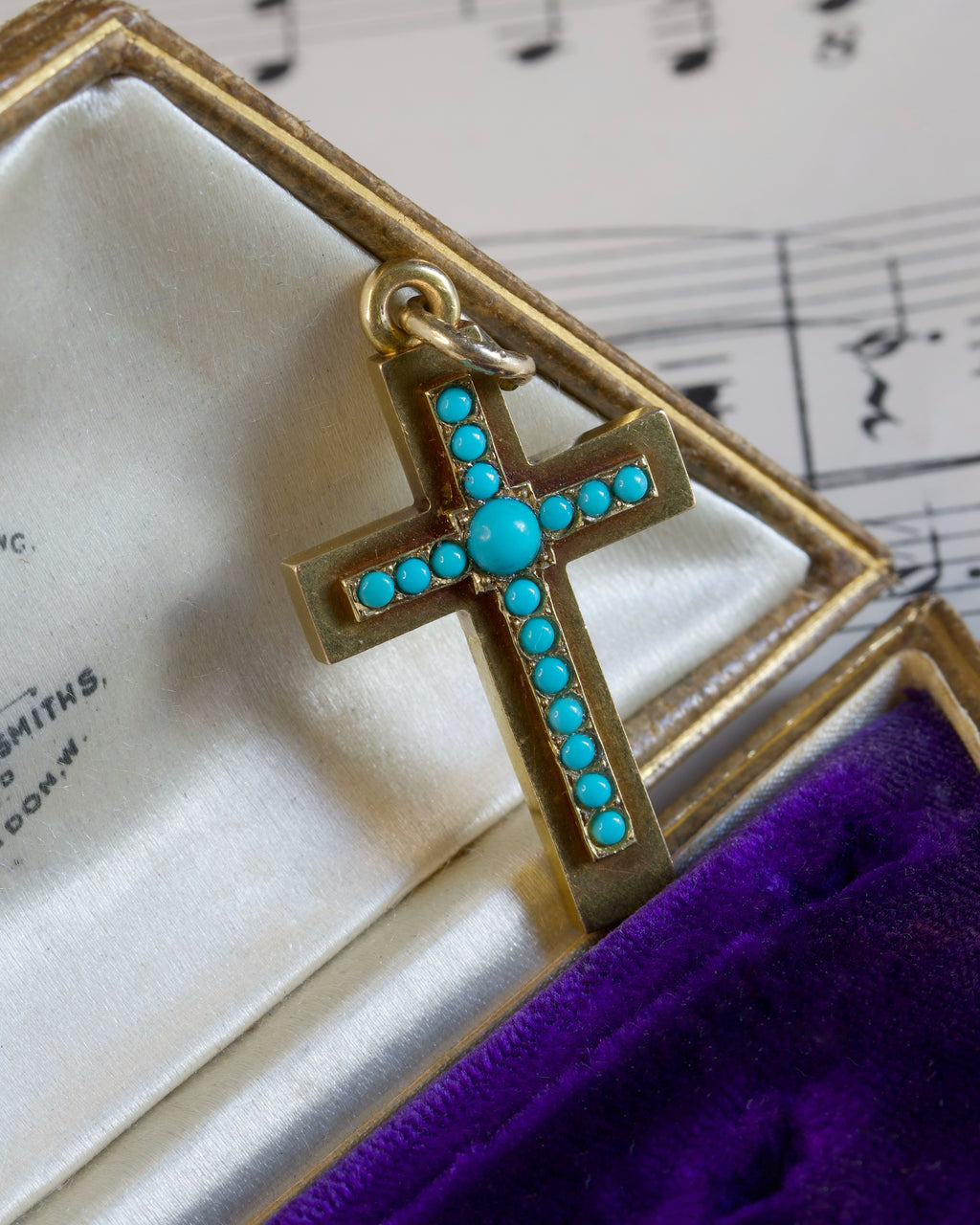 Antique Victorian 18ct Gold & Turquoise Cross Locket