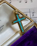 Antique Victorian 18ct Gold & Turquoise Cross Locket