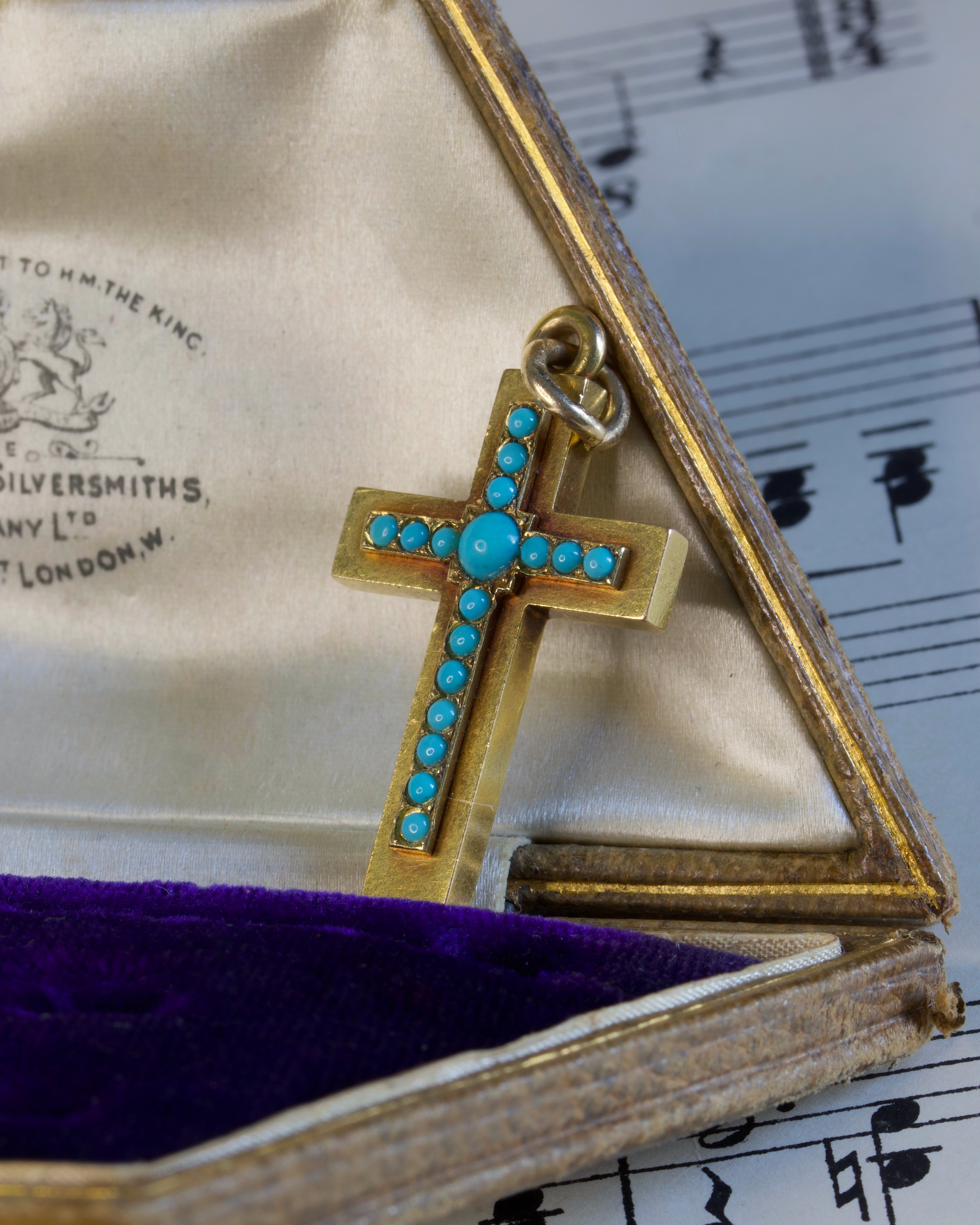 Antique Victorian 18ct Gold & Turquoise Cross Locket