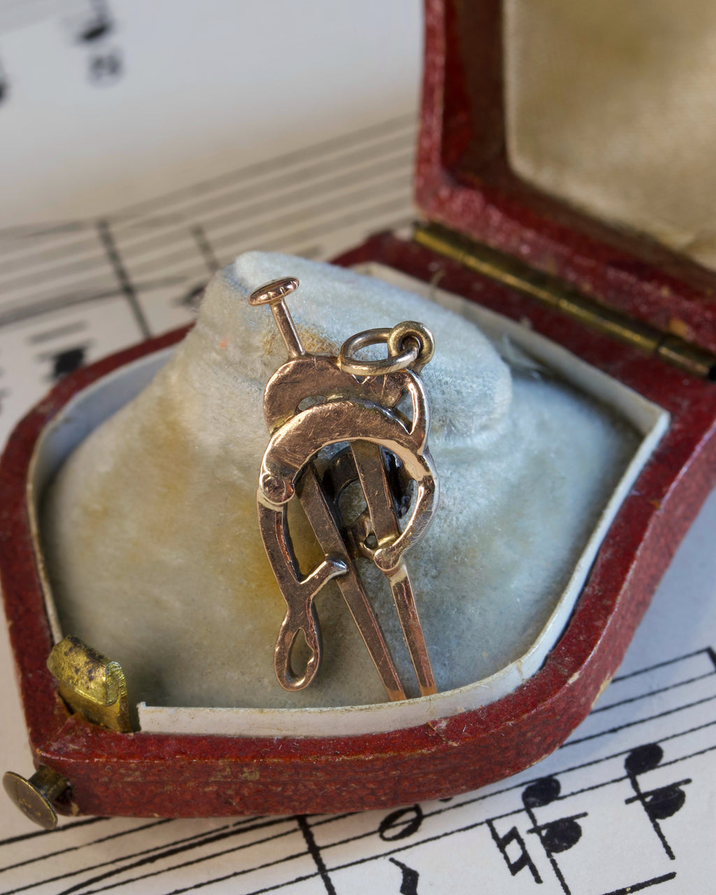 Antique 14ct Gold & Diamond Musical Tuning Fork Charm