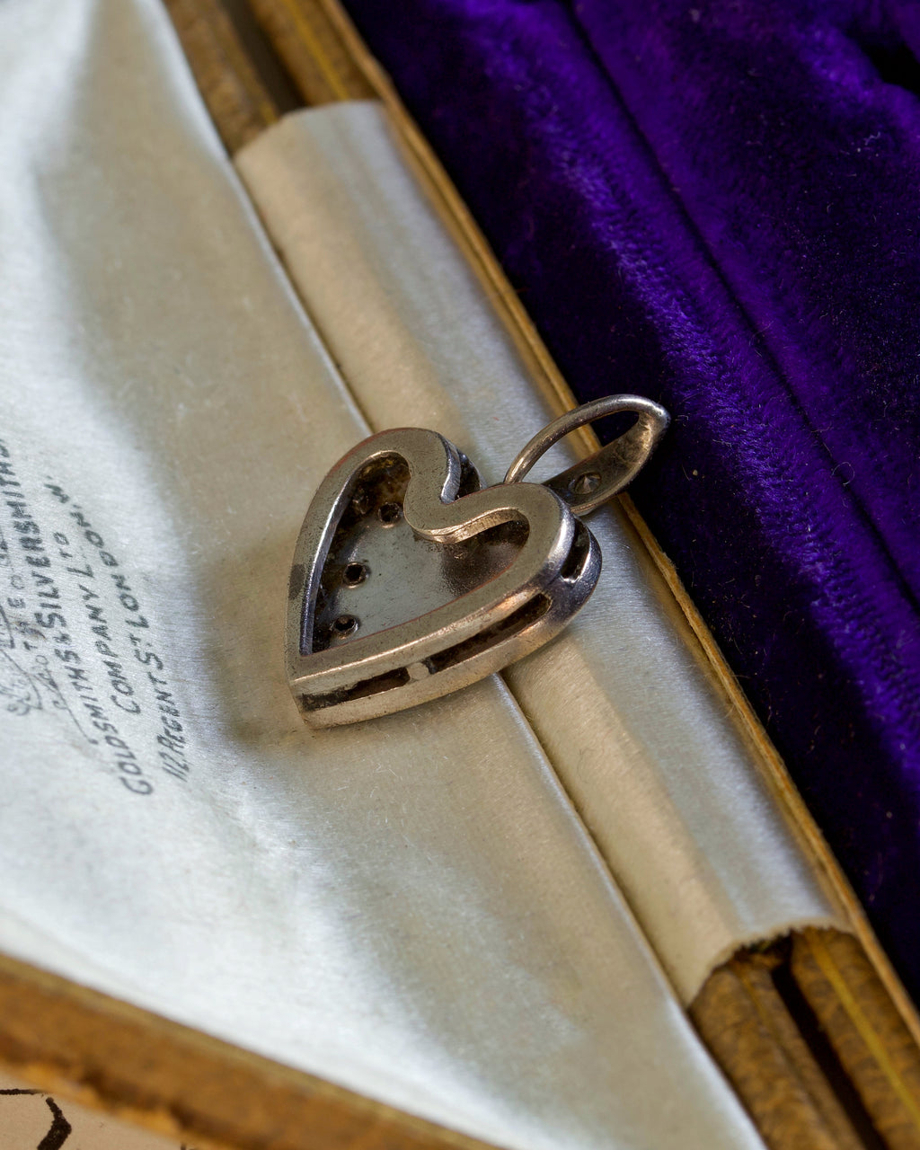Antique Art Deco Diamond & Enamel Heart Charm
