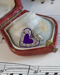 Antique Art Deco Diamond & Enamel Heart Charm